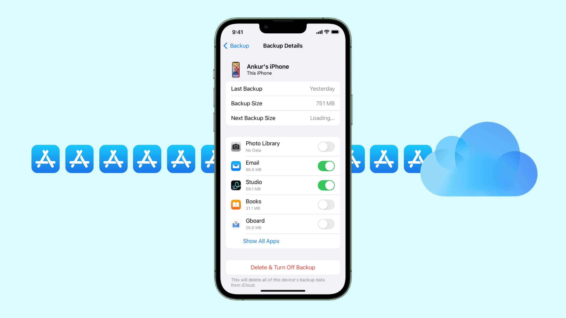 iPhone, iCloud backup settings, toggle switches, Full HD Desktop Wallpaper