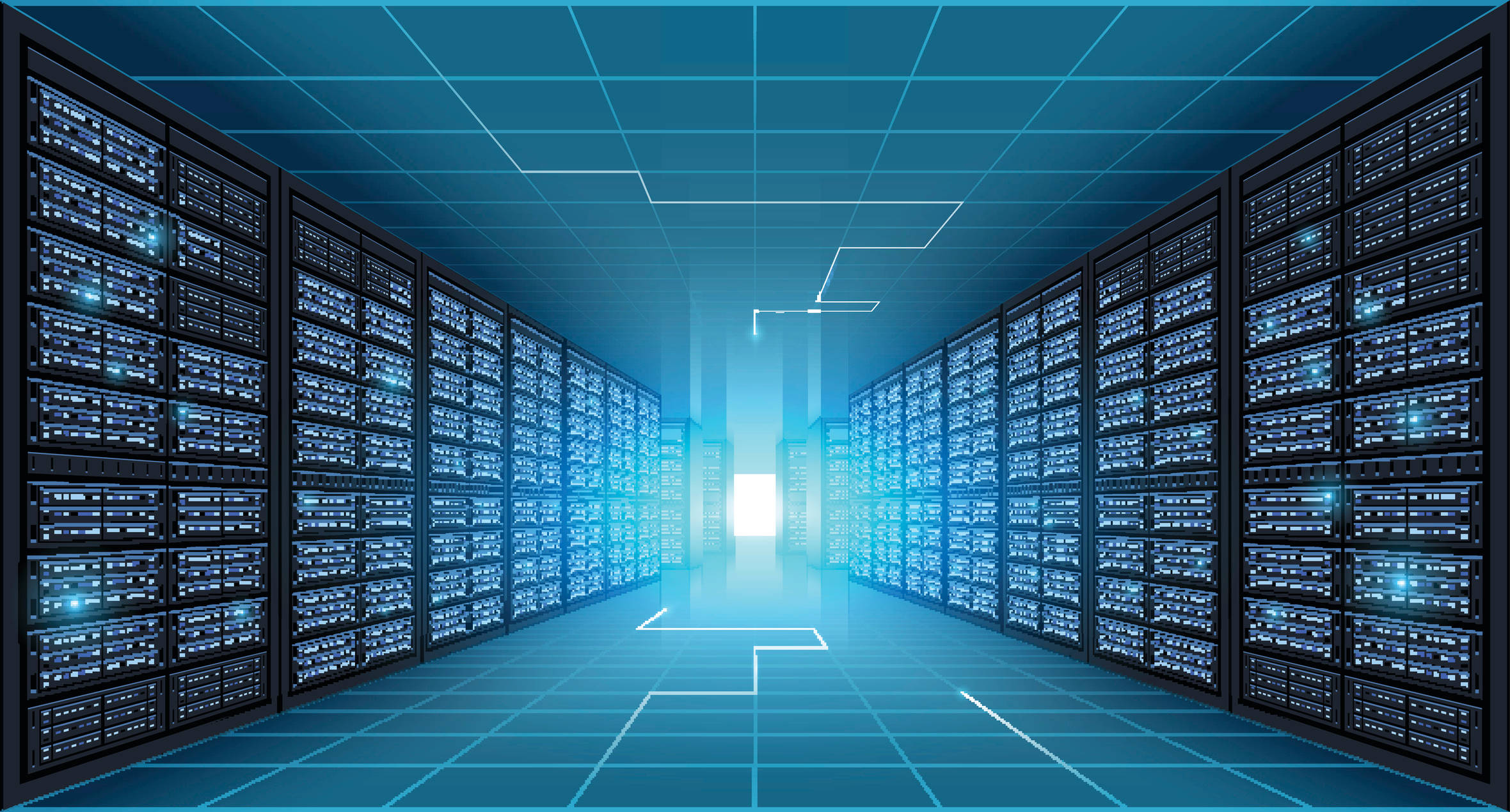 Data Center, mainframe, glowing blue, Full HD Desktop Wallpaper