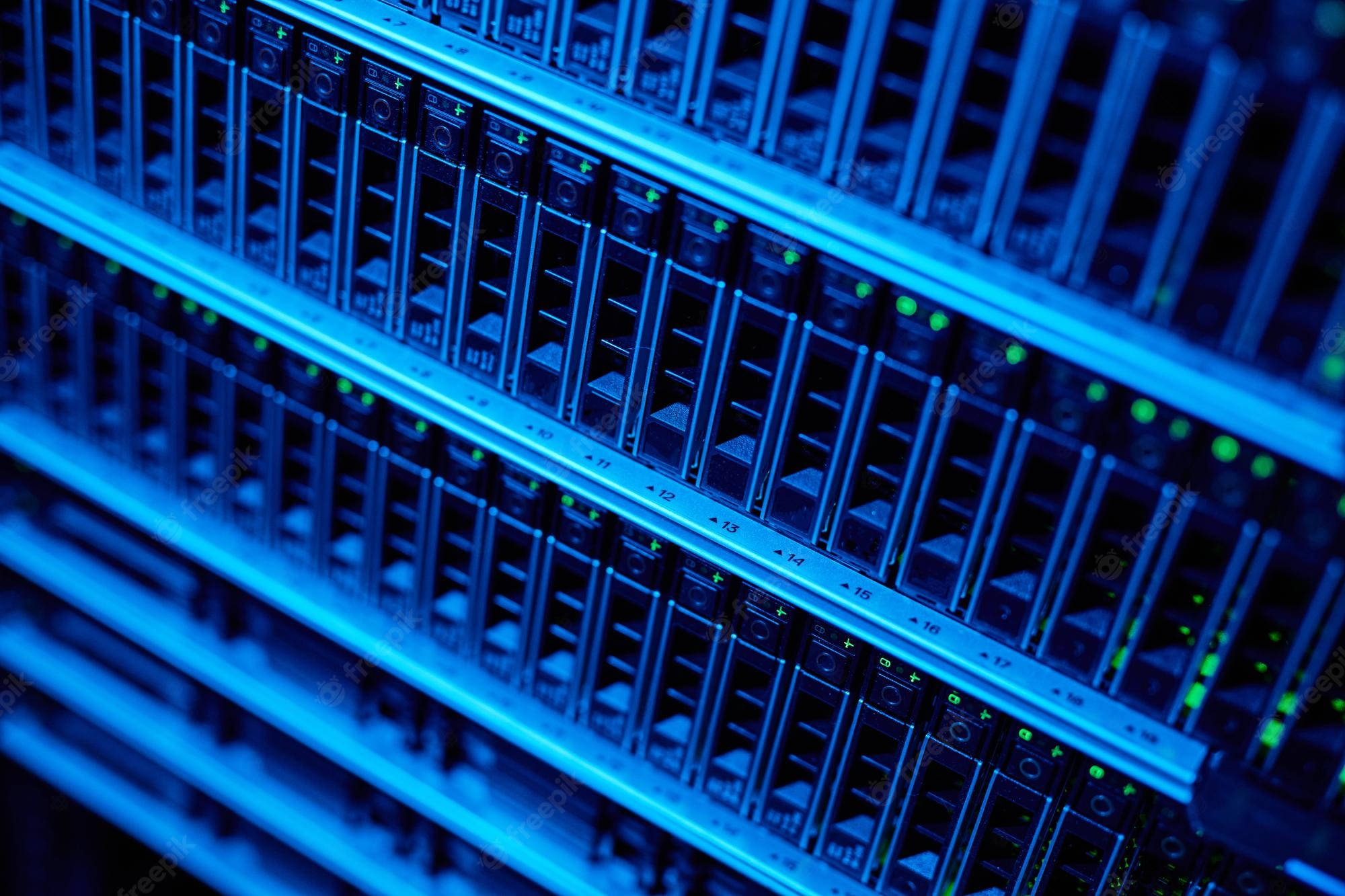 blue data center, server racks, cool blue light, Full HD Desktop Wallpaper