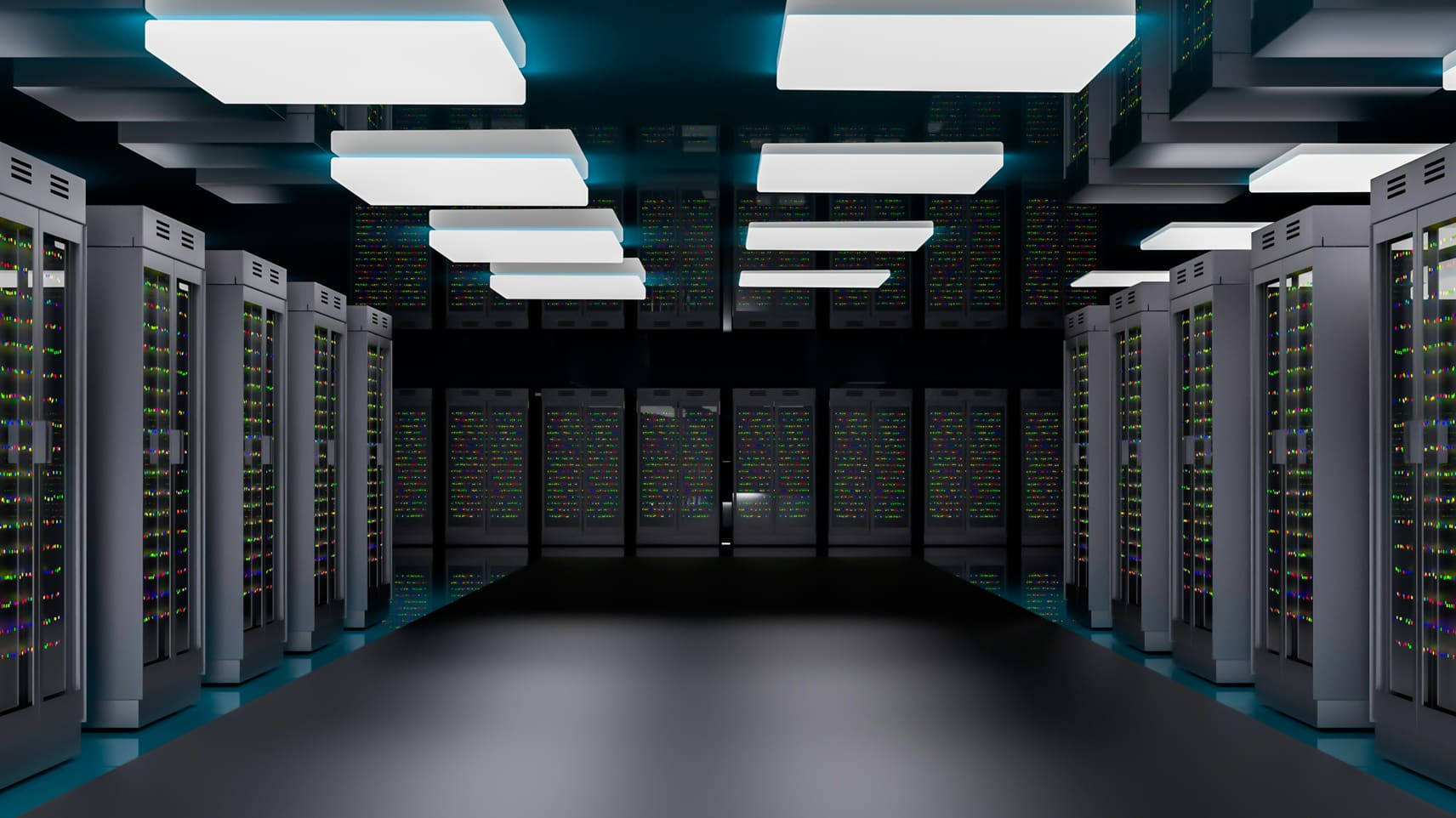 data center, server room, glowing data centers, HD Desktop Wallpaper