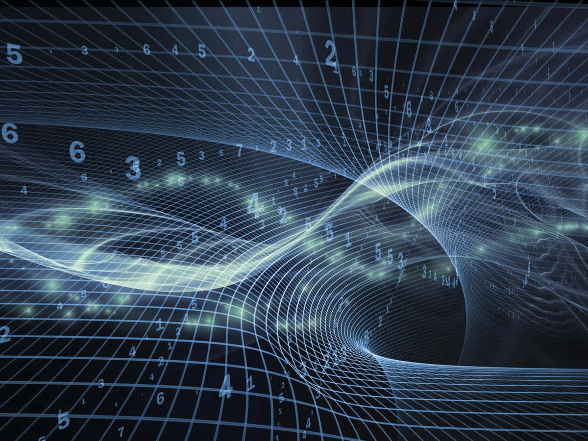 Data Management, glowing blue digital vortex, grid of floating numbers, SD Desktop Wallpaper