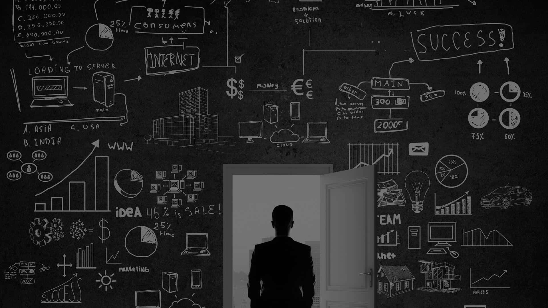 data management, silhouette, businessman, Full HD Desktop Wallpaper