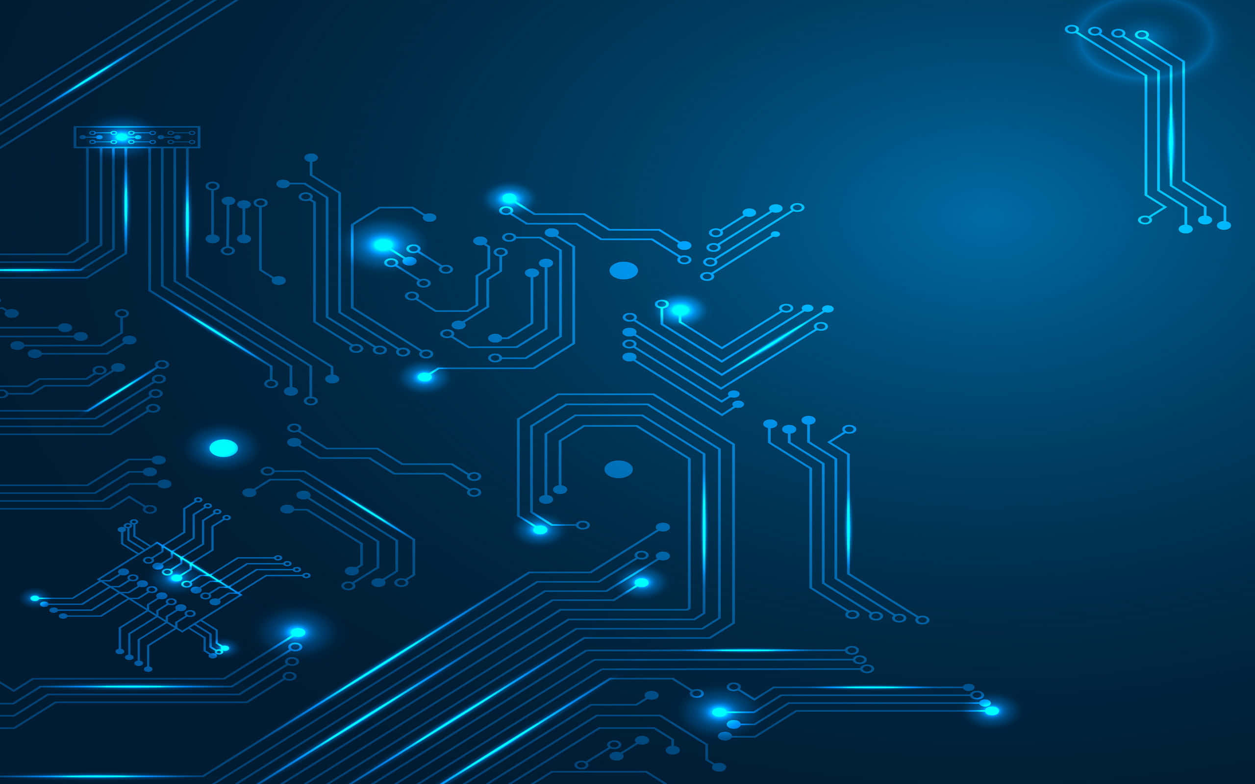 data management, glowing blue circuit board pathways, nodes, 2K Desktop Wallpaper