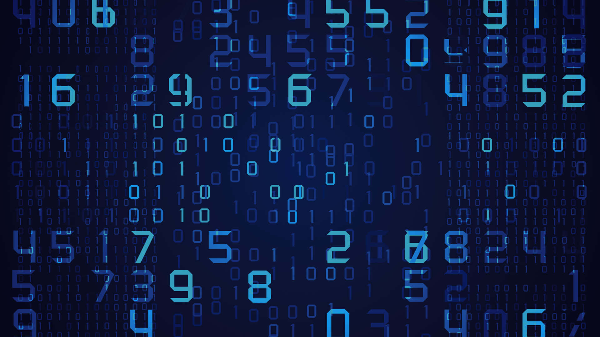 Data Management, glowing blue numbers, binary code, Full HD Desktop Wallpaper