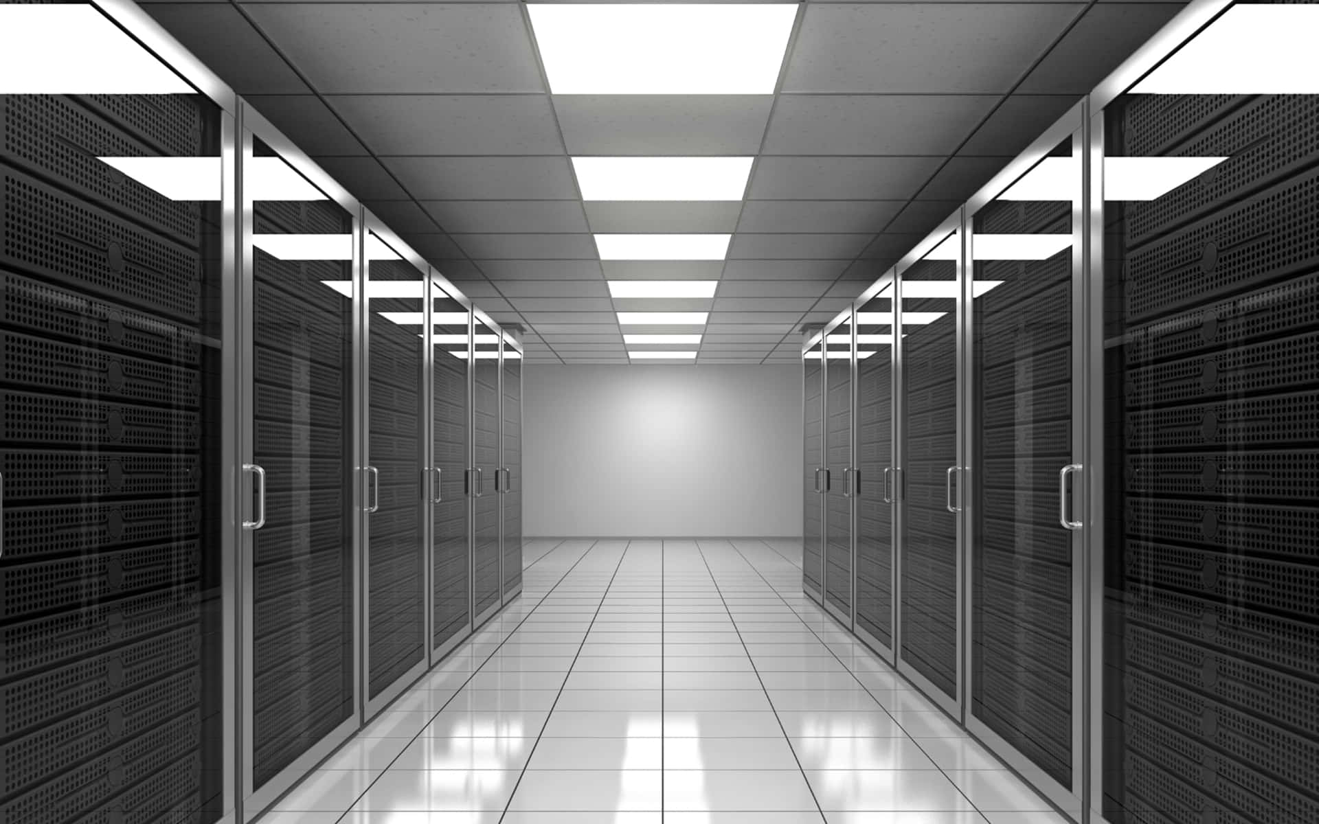 data center, server racks, reflective white floors, Full HD Desktop Wallpaper