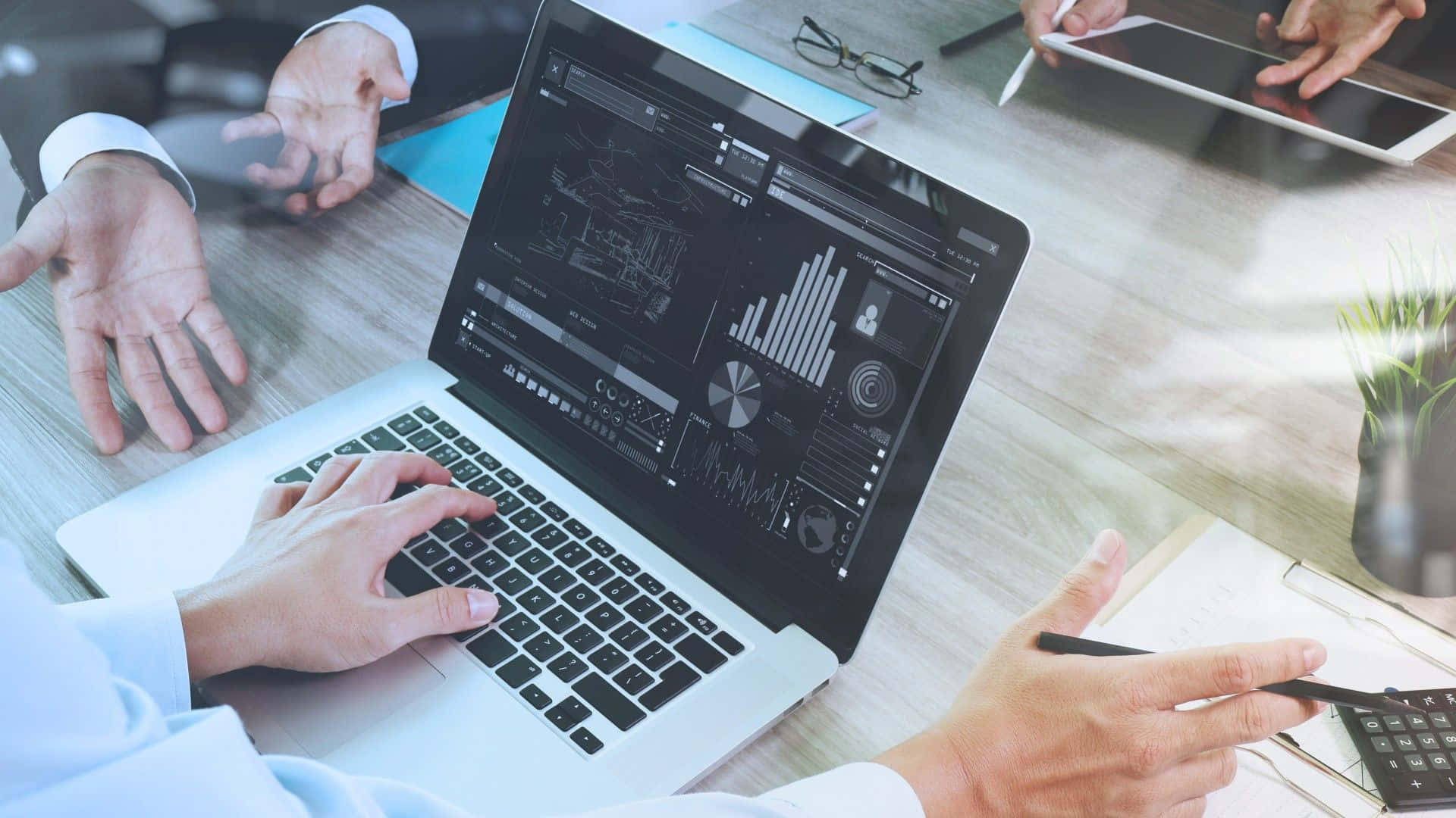 Data Management, laptop, financial dashboards, Full HD Desktop Wallpaper