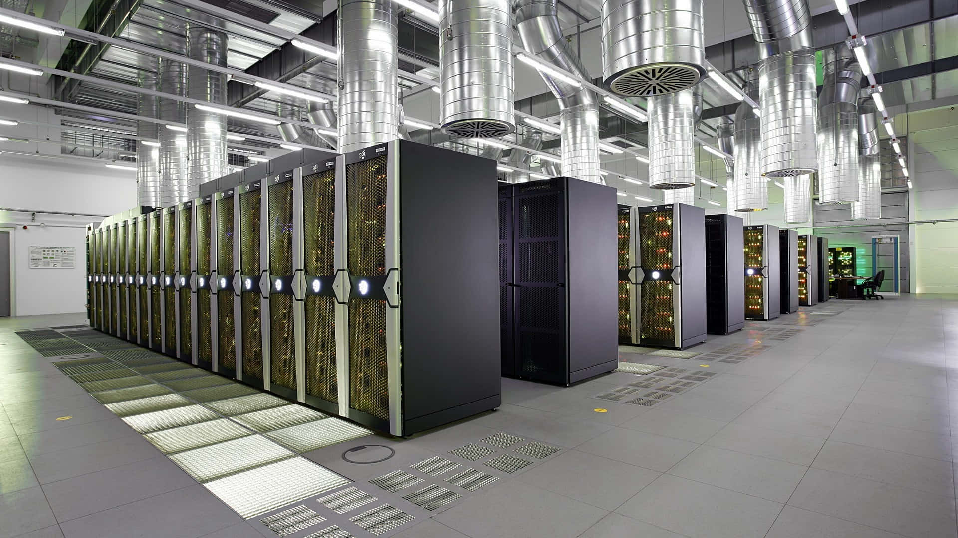 data center, black server racks, glow with internal lights, Full HD Desktop Wallpaper