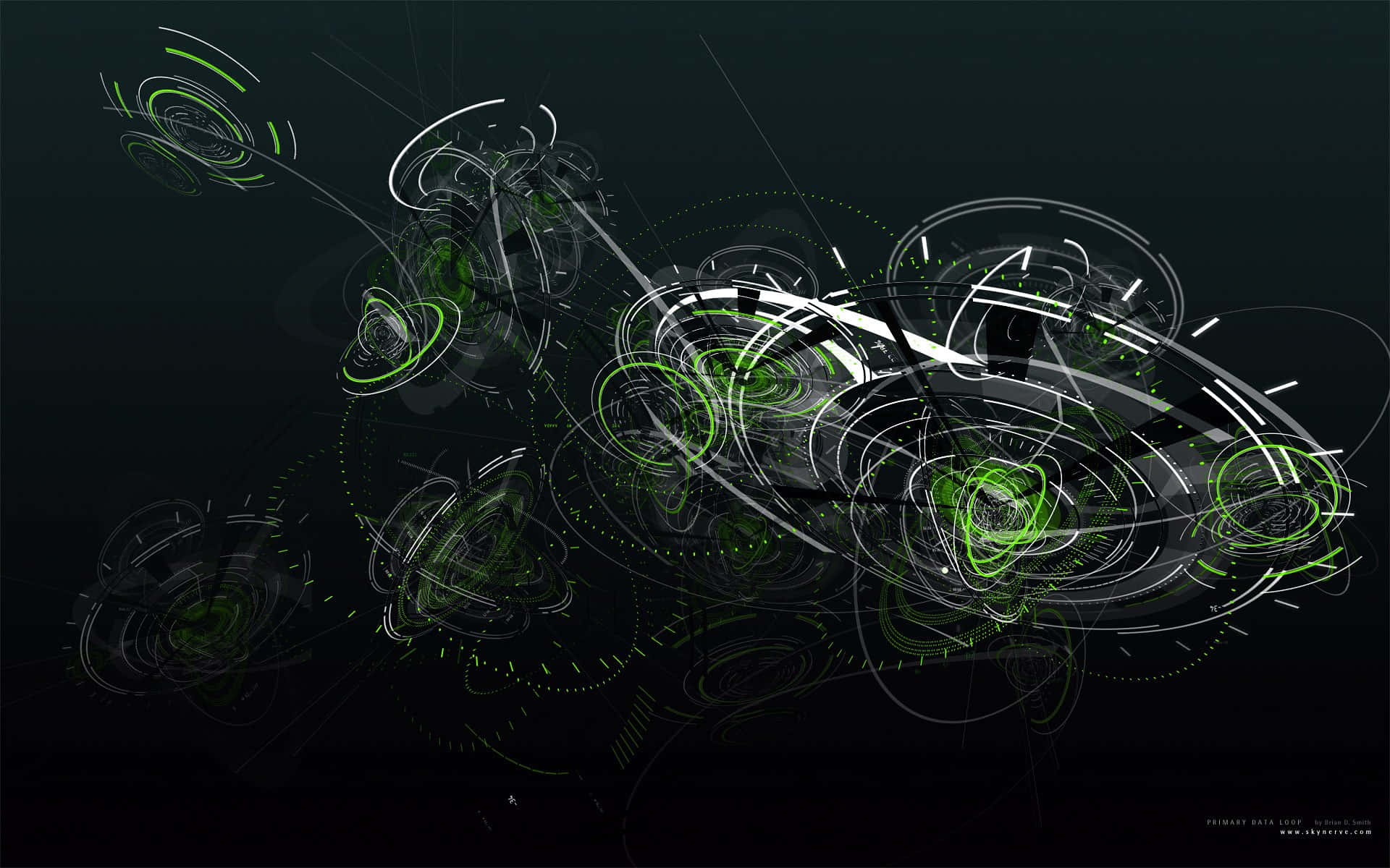 Data Management, glowing green, white circular lines, Full HD Desktop Wallpaper