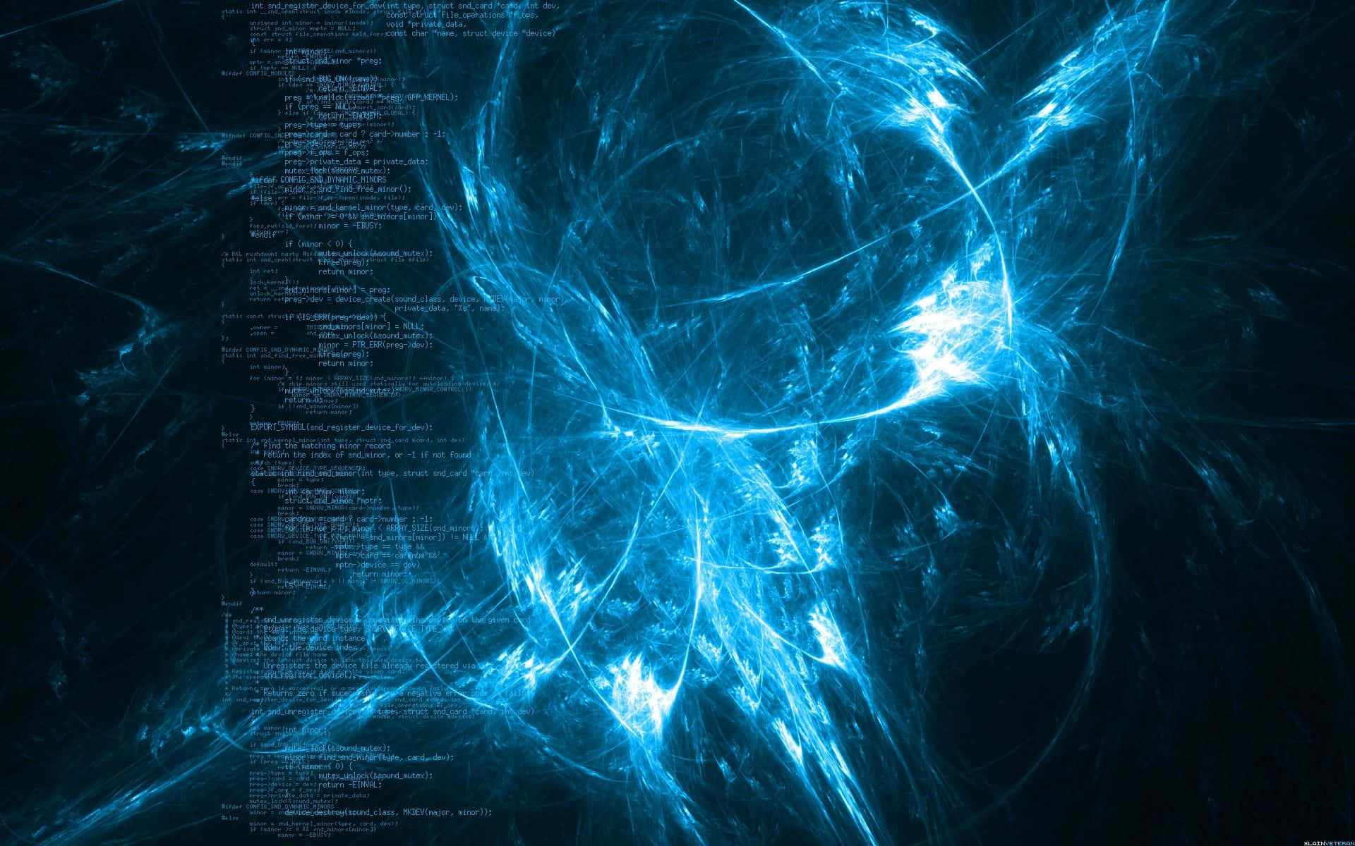 glowing blue digital network, code cascading through a dark void, futuristic data sphere, Full HD Desktop Wallpaper