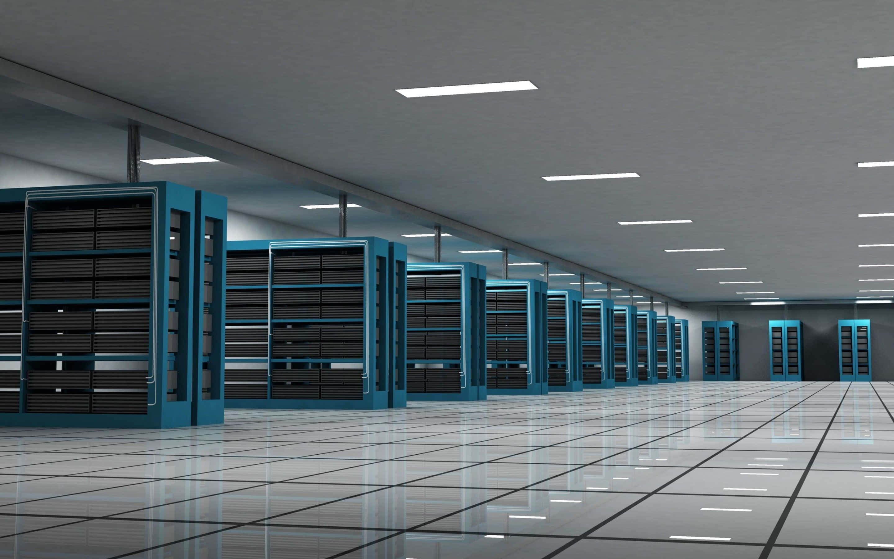 data management, blue server racks, vast data center, 2K Desktop Wallpaper