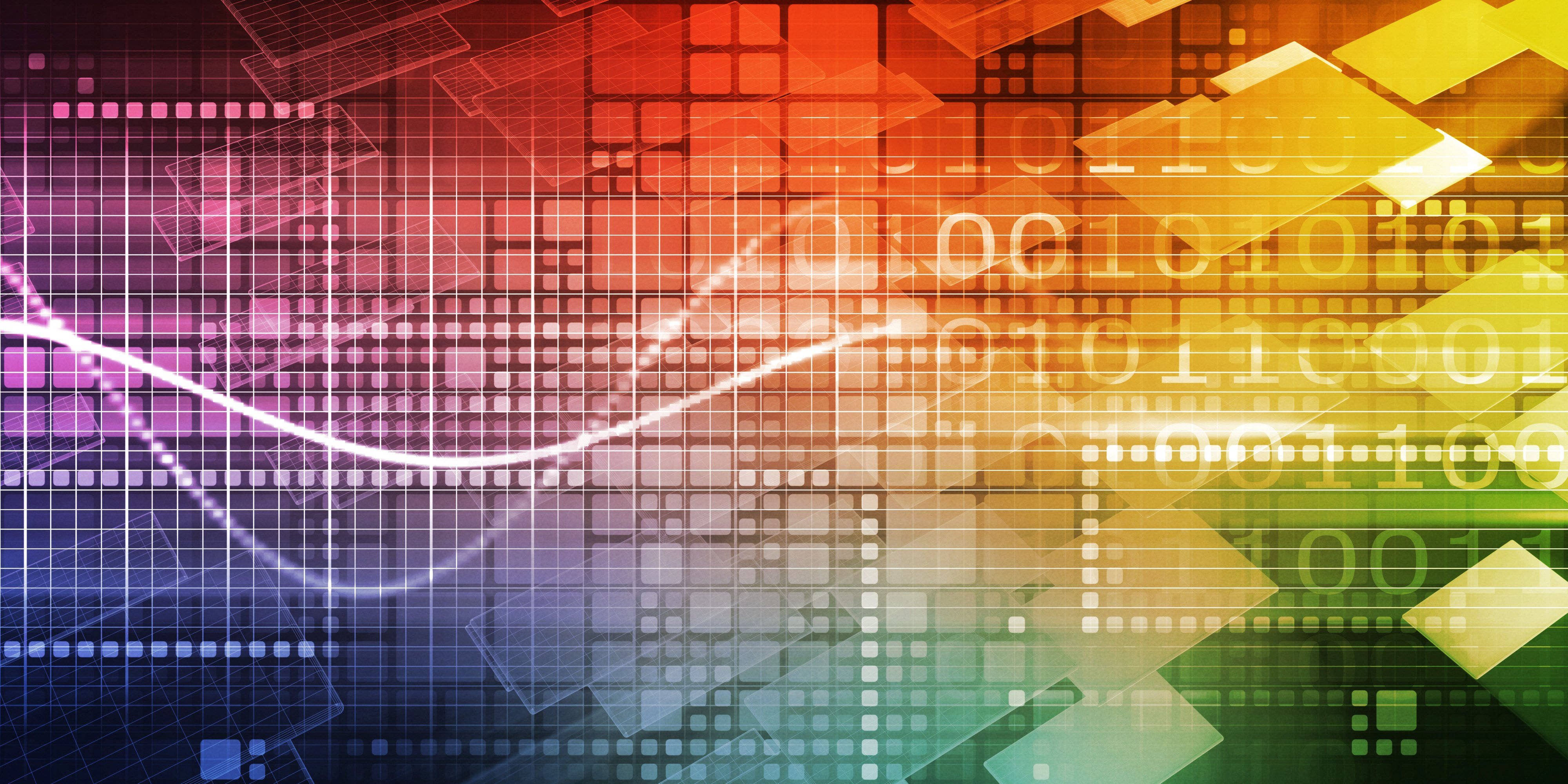 Actuary Data Science Digital Technology, glowing binary code, geometric shapes, 4K Desktop Wallpaper