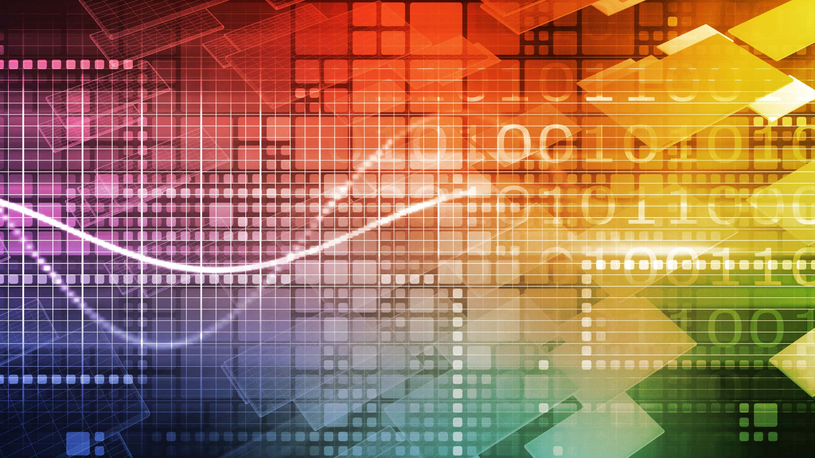 abstract data analysis visualization, glowing binary code, grid patterns, 2K Desktop Wallpaper