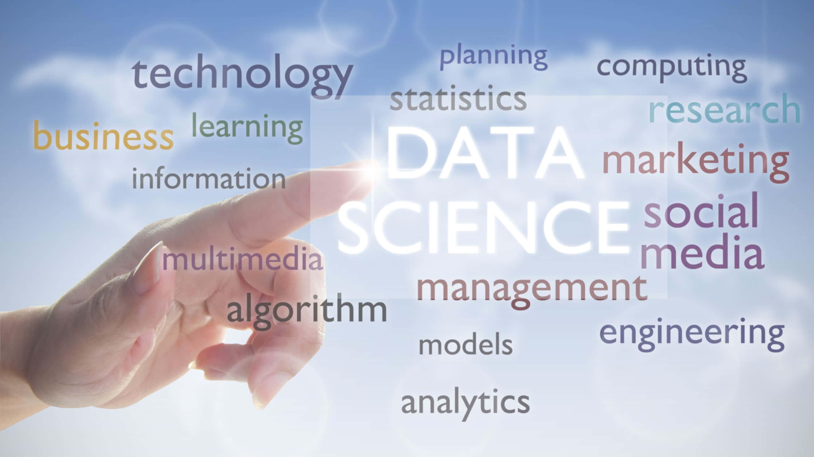 DATA SCIENCE, glowing, text, 2K Desktop Wallpaper