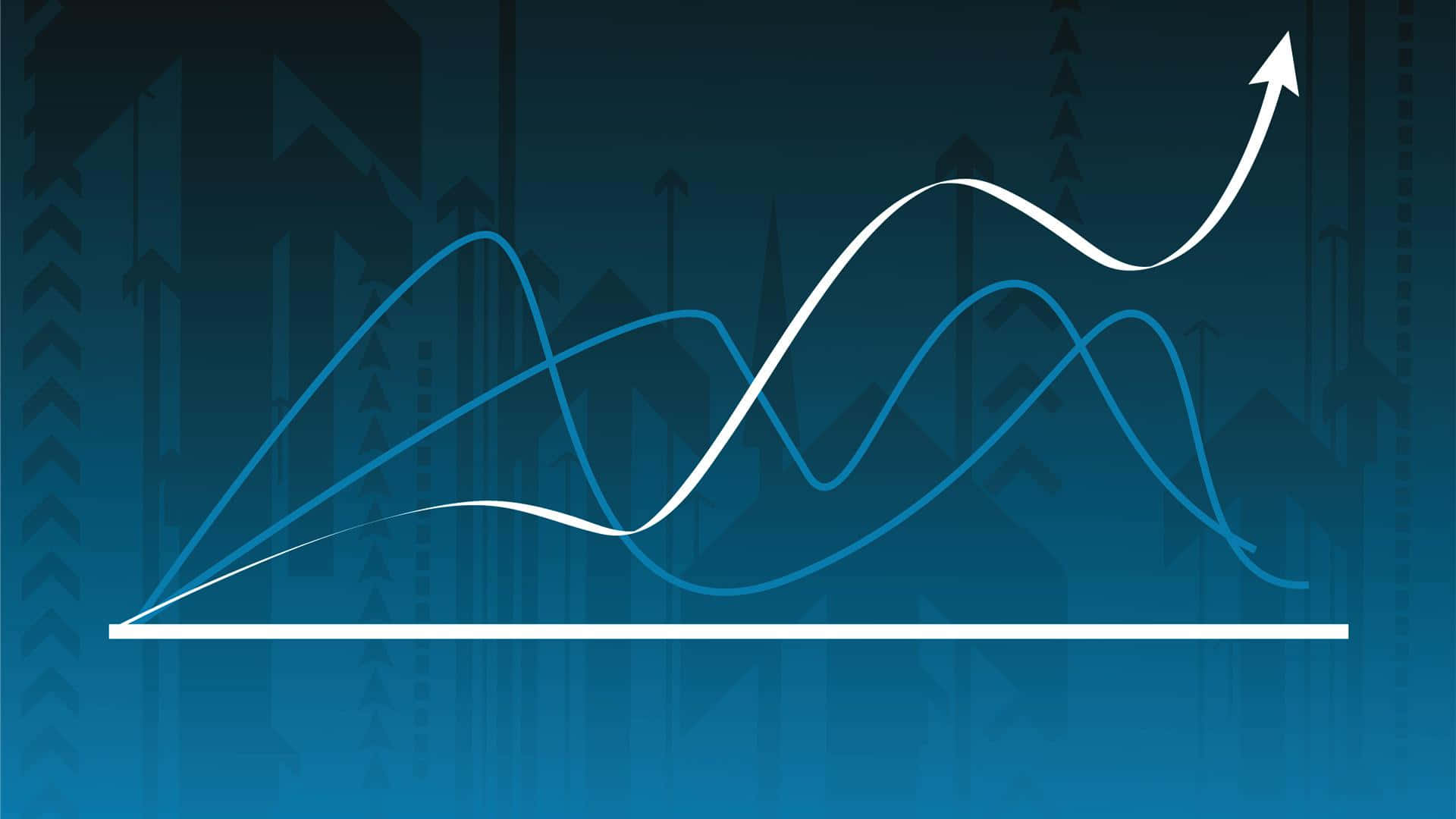 data trend analysis graph, blue and white line graph, upward arrows, Full HD Desktop Wallpaper