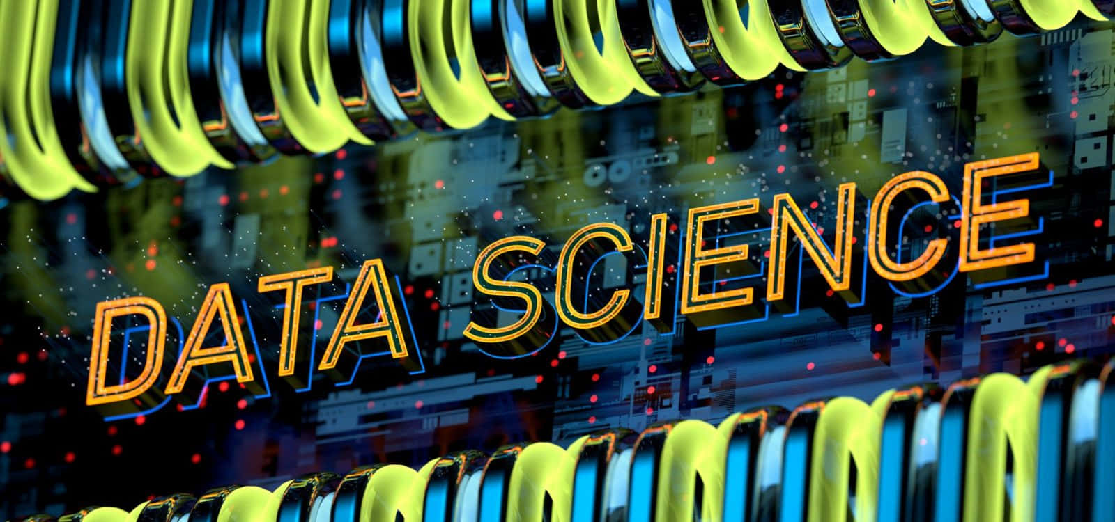 DATA SCIENCE, neon orange, glowing yellow, HD Desktop Wallpaper