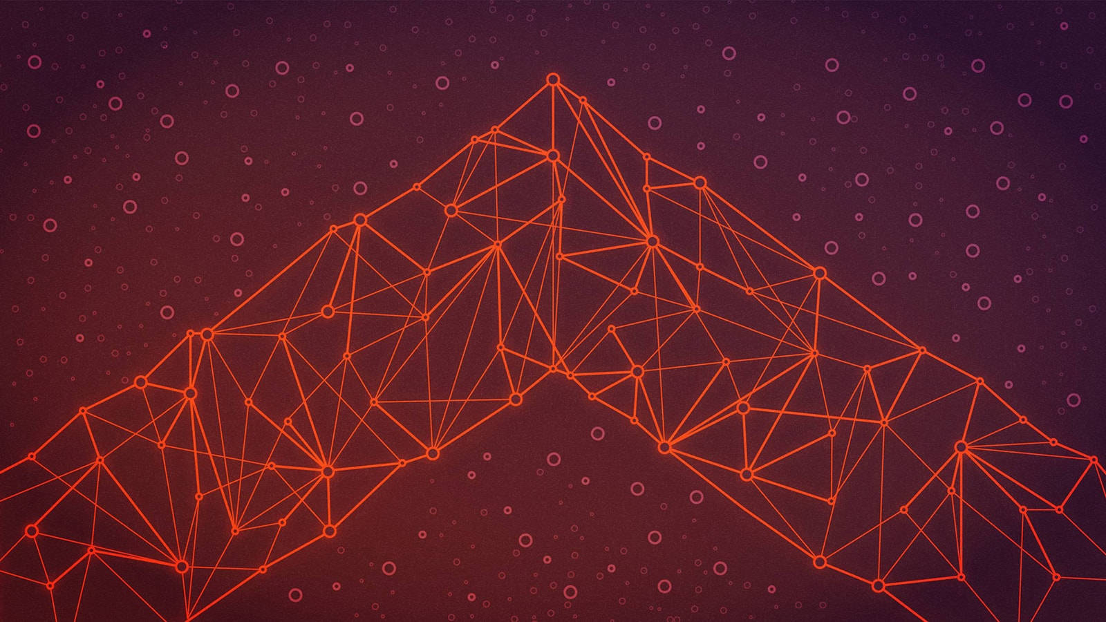 Data, glowing orange, geometric mountain silhouette, HD Desktop Wallpaper
