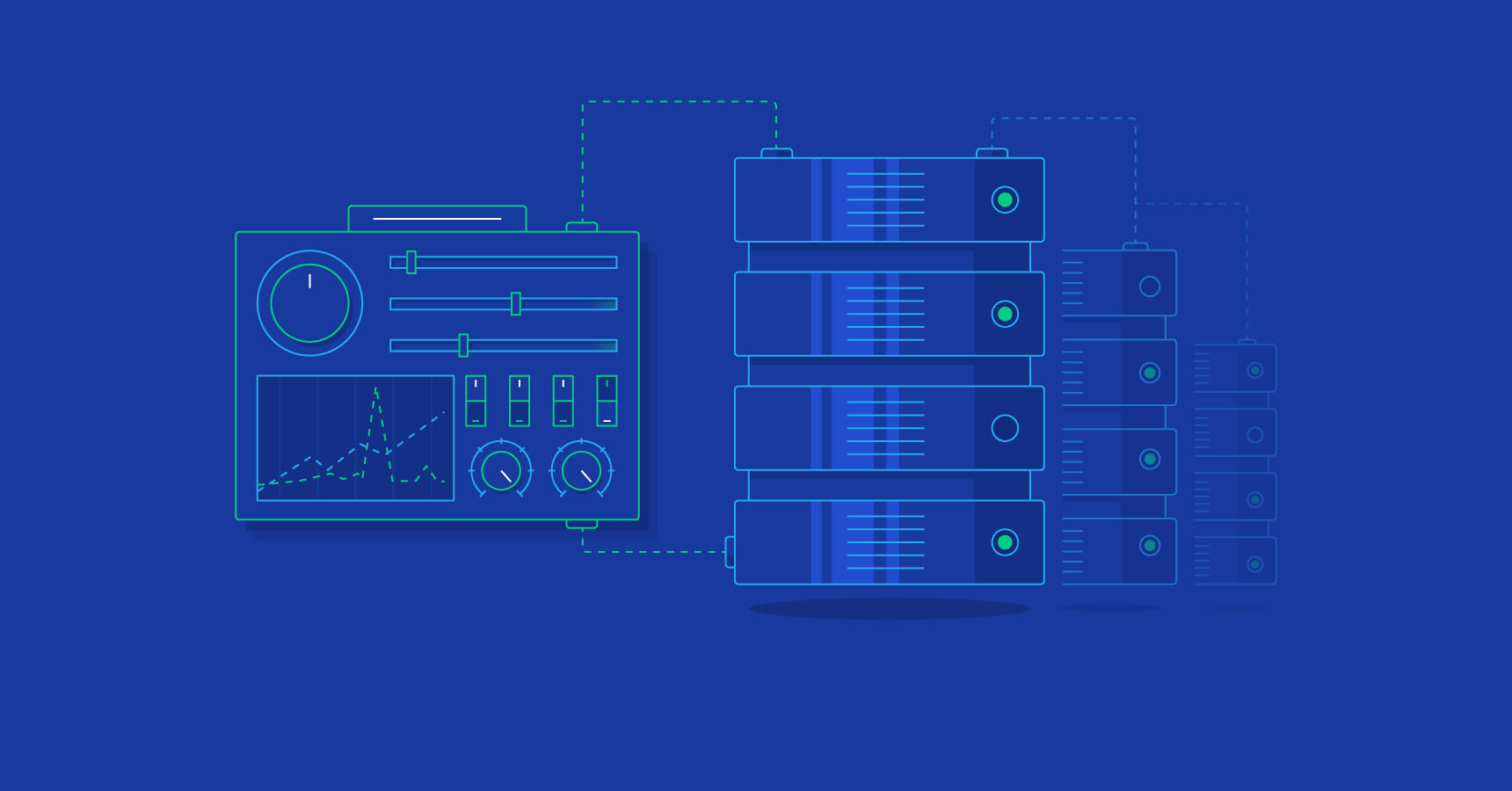 Database Servers Art, server racks, control panel, HD Desktop Wallpaper