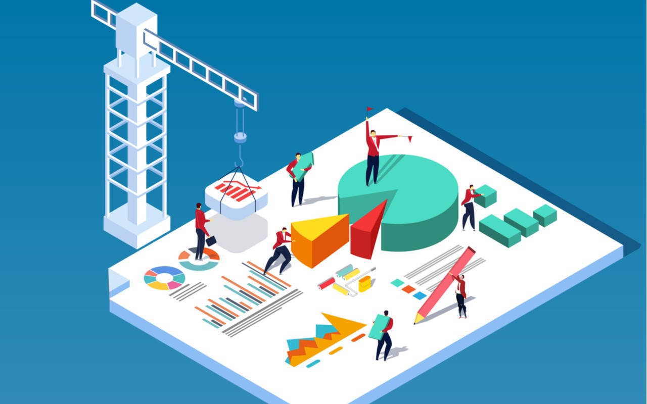Database Processing Vector, isometric workers, data dashboard, HD Desktop Wallpaper