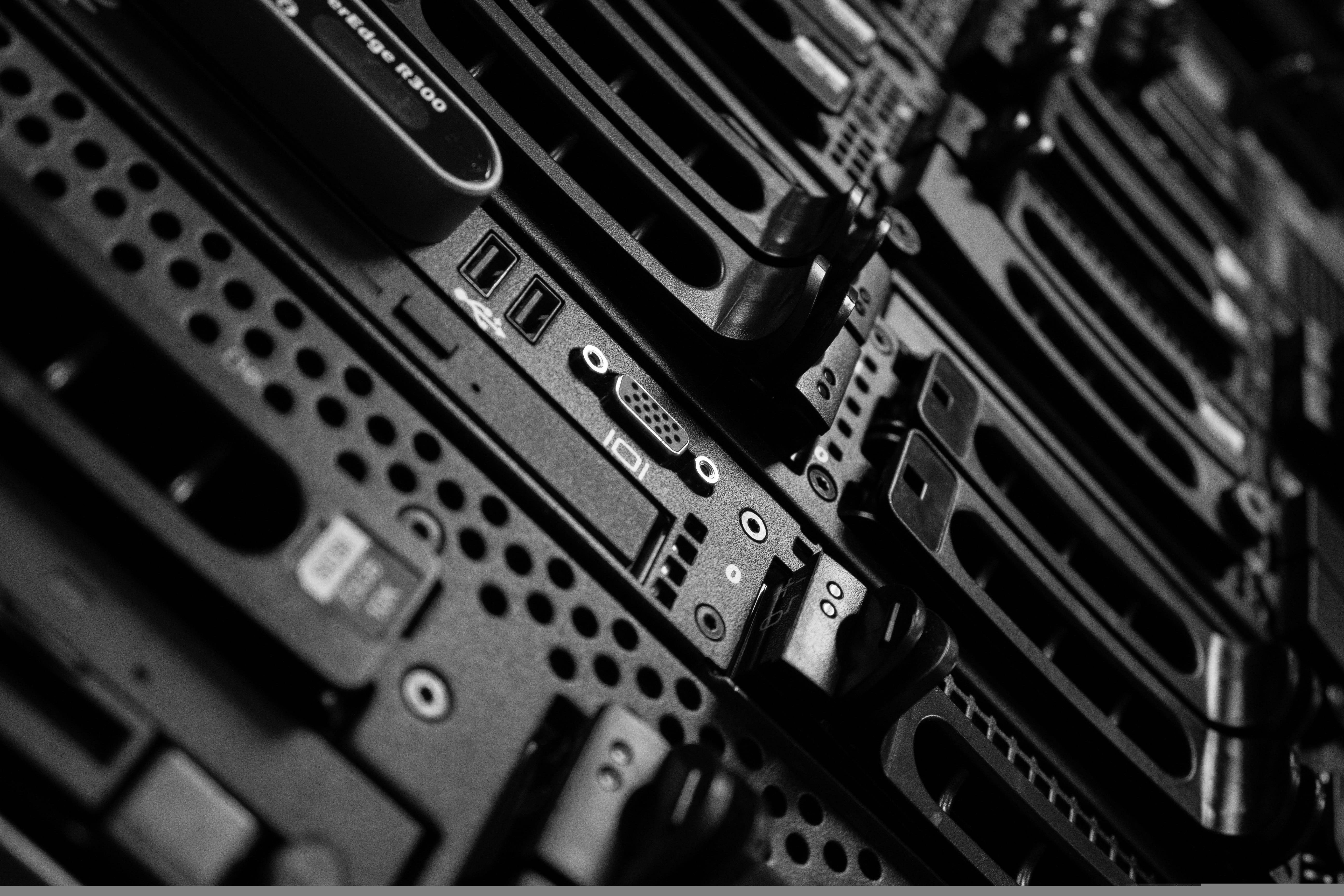 Database Server, server rack ports, ventilation holes, 5K Desktop Wallpaper