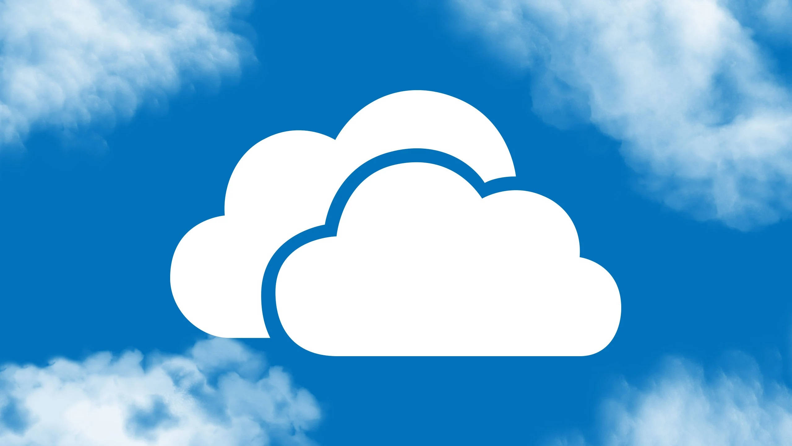 light blue aesthetic, cloud storage symbol, white cloud icon, 2K Desktop Wallpaper