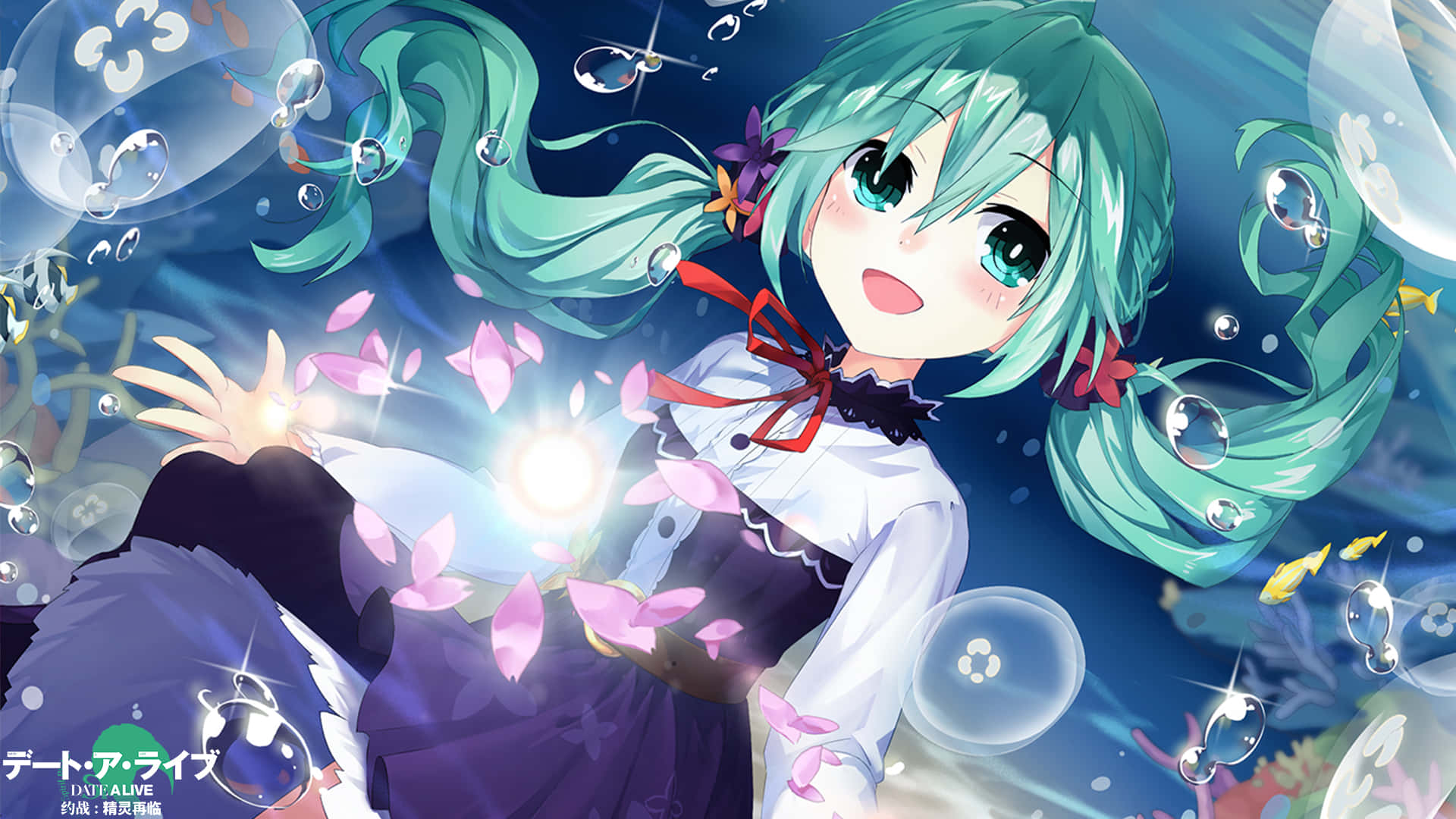 Date A Live, teal hair, blue eyes, Full HD Desktop Wallpaper