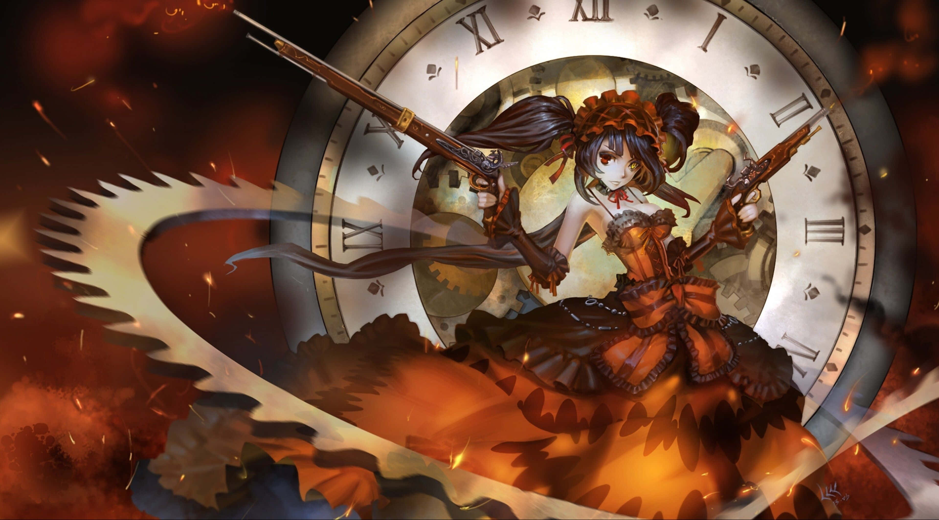 Date A Live, steampunk anime girl, brown corset, 4K Desktop Wallpaper