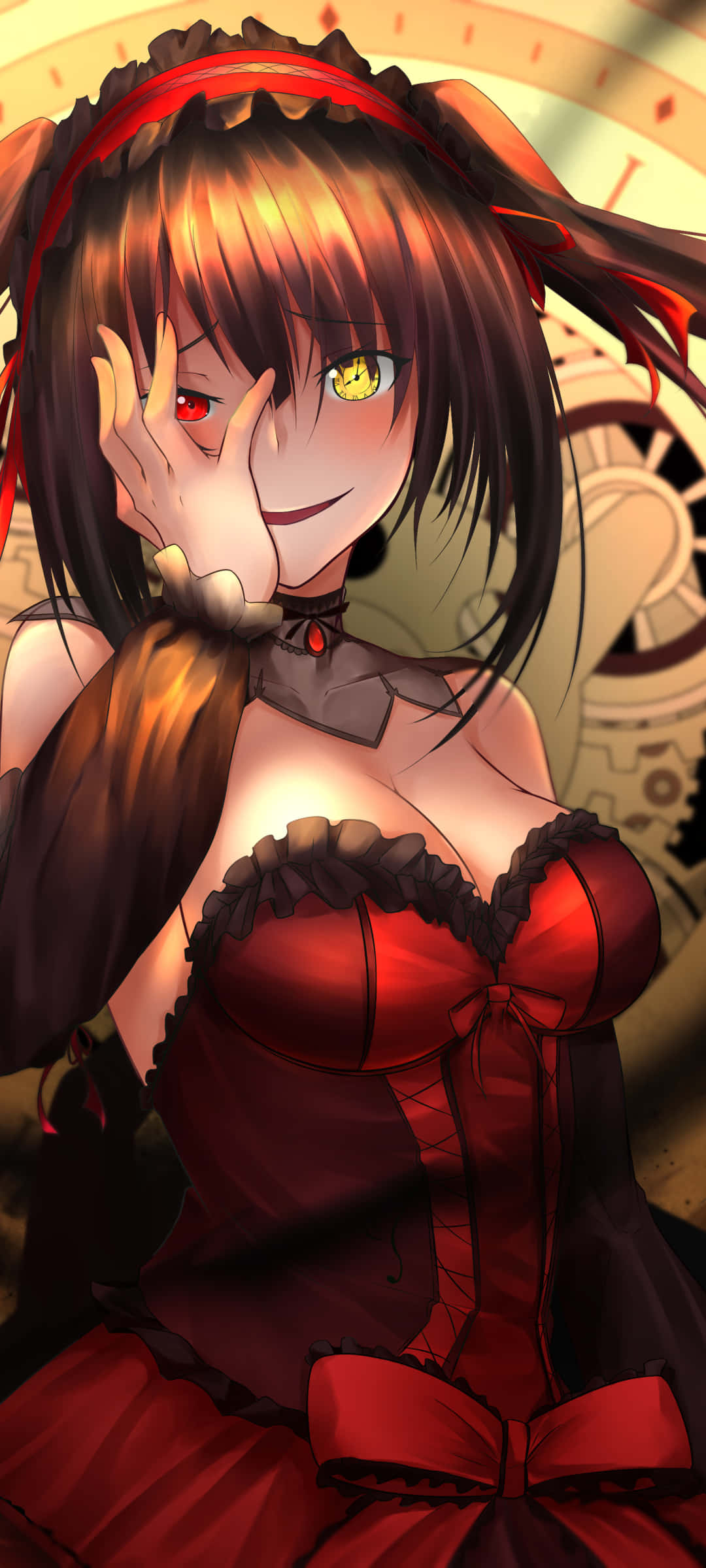 Date A Live, anime girl, red gothic dress, Full HD Phone Wallpaper
