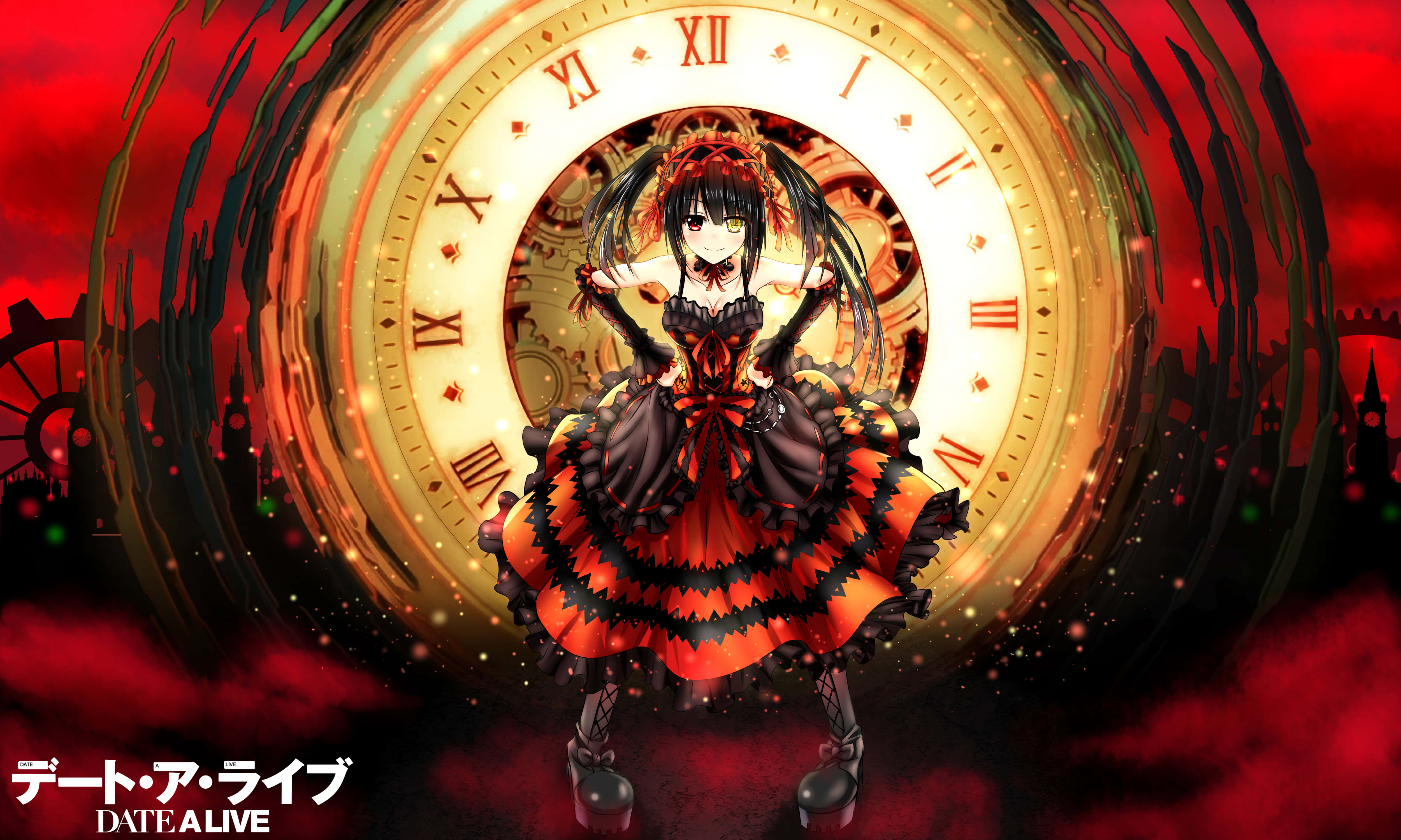 Date A Live, gothic anime girl, red and black dress, 4K Desktop Wallpaper