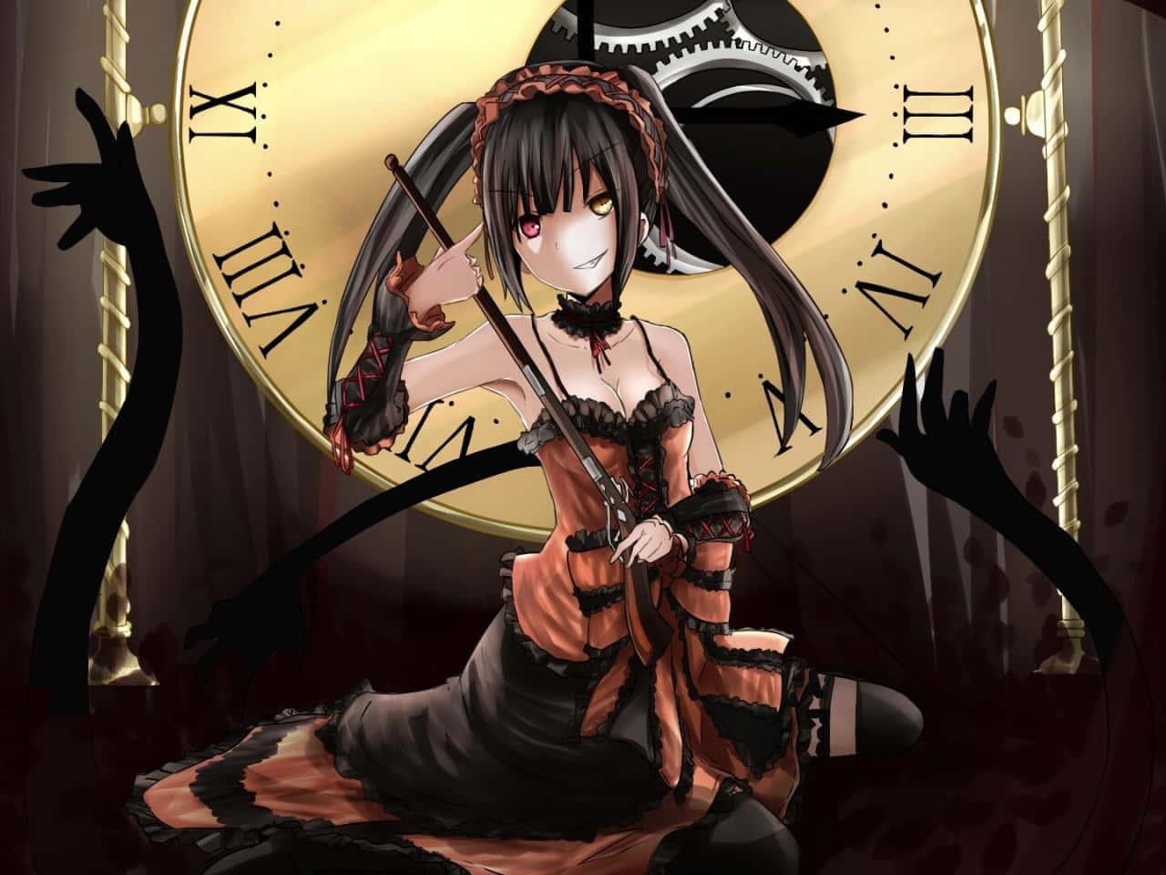 Date A Live, gothic anime girl, dual-toned eyes, HD Desktop Wallpaper