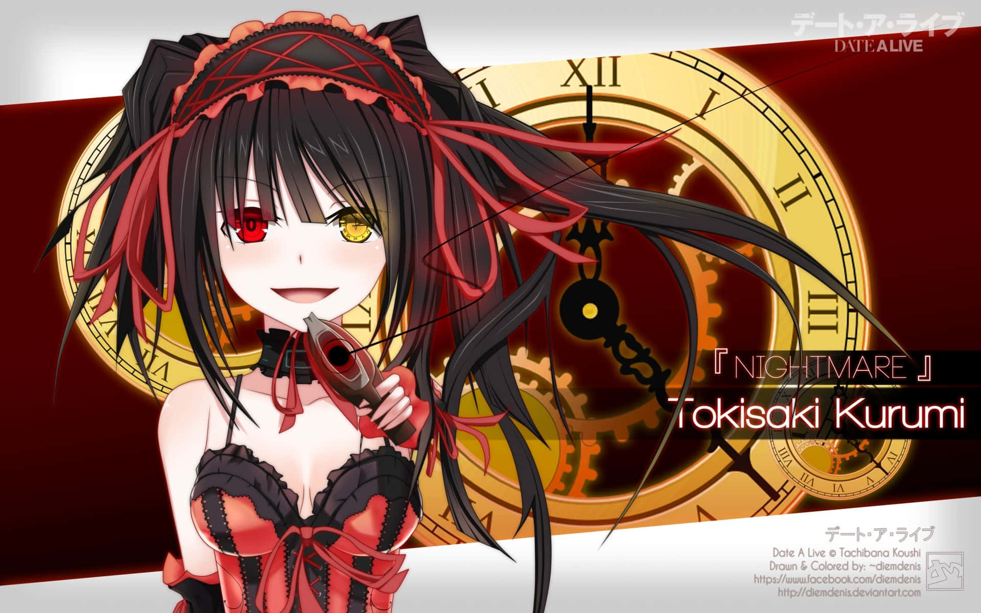 Date A Live, heterochromatic eyes, red-black outfit, Full HD Desktop Wallpaper
