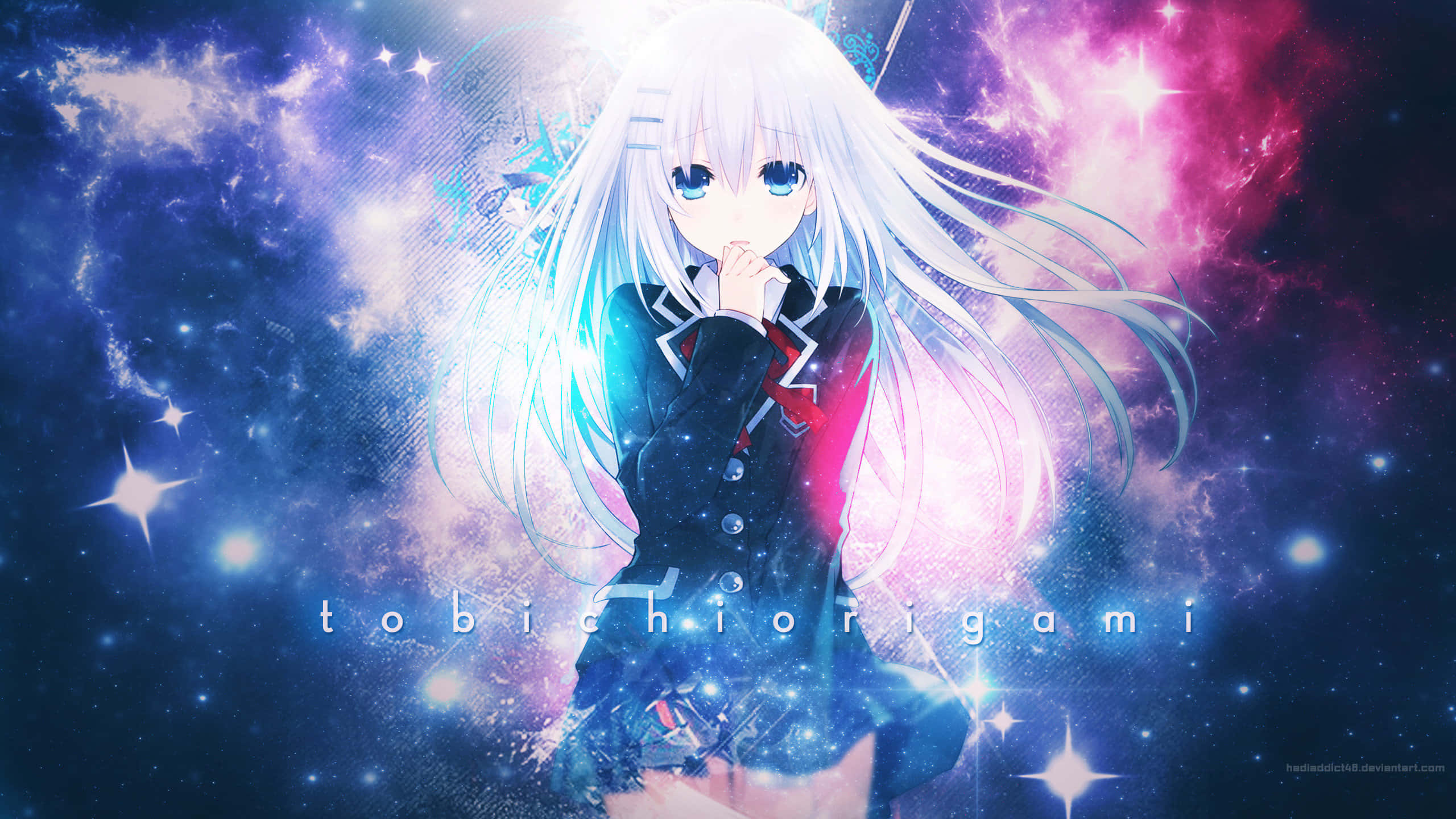 Date A Live, white-haired anime girl, school uniform, 2K Desktop Wallpaper
