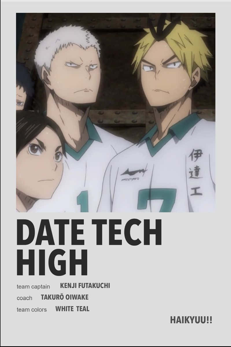 Date Tech High, anime volleyball players, white and teal uniforms, SD Phone Wallpaper