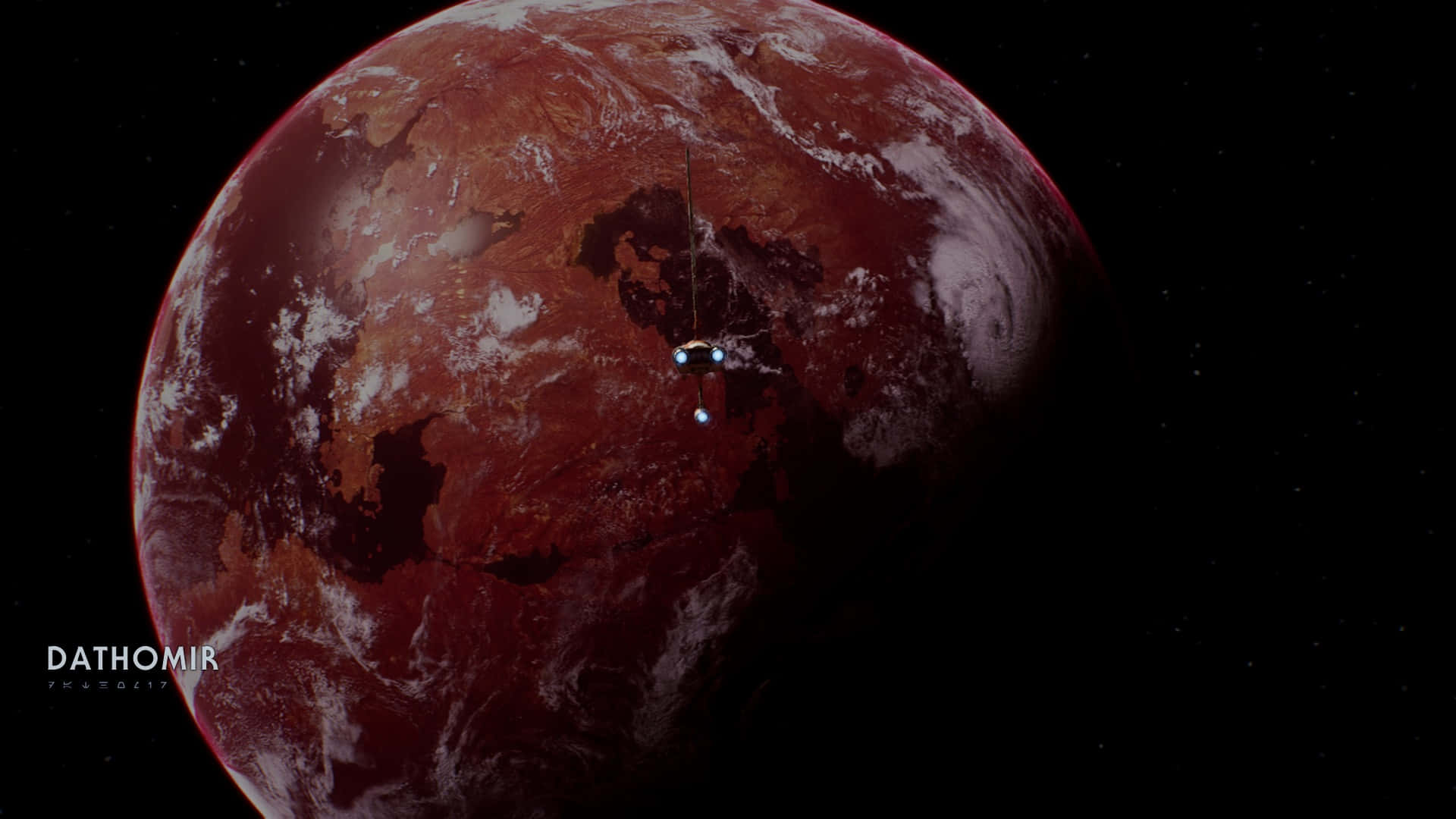 Dathomir, reddish planet, small spacecraft, Full HD Desktop Wallpaper
