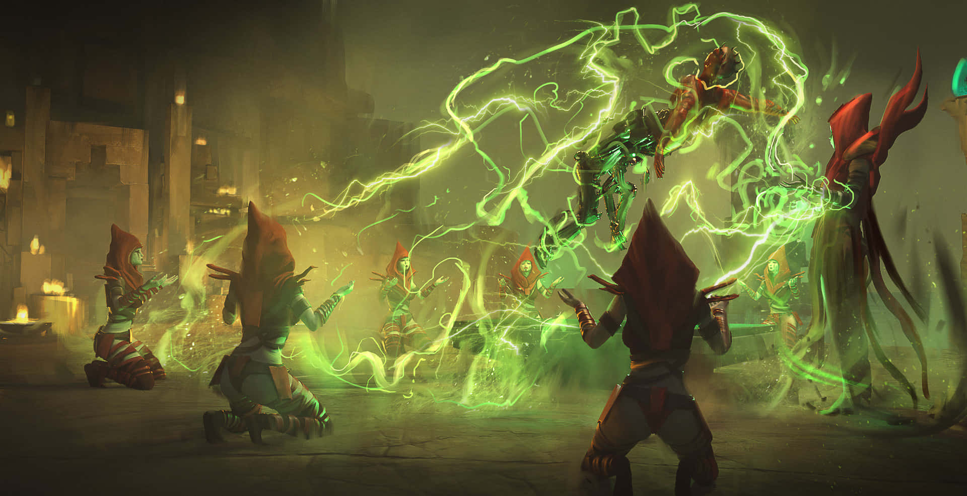 Dathomir, red hoods, glowing green magic, Full HD Desktop Wallpaper