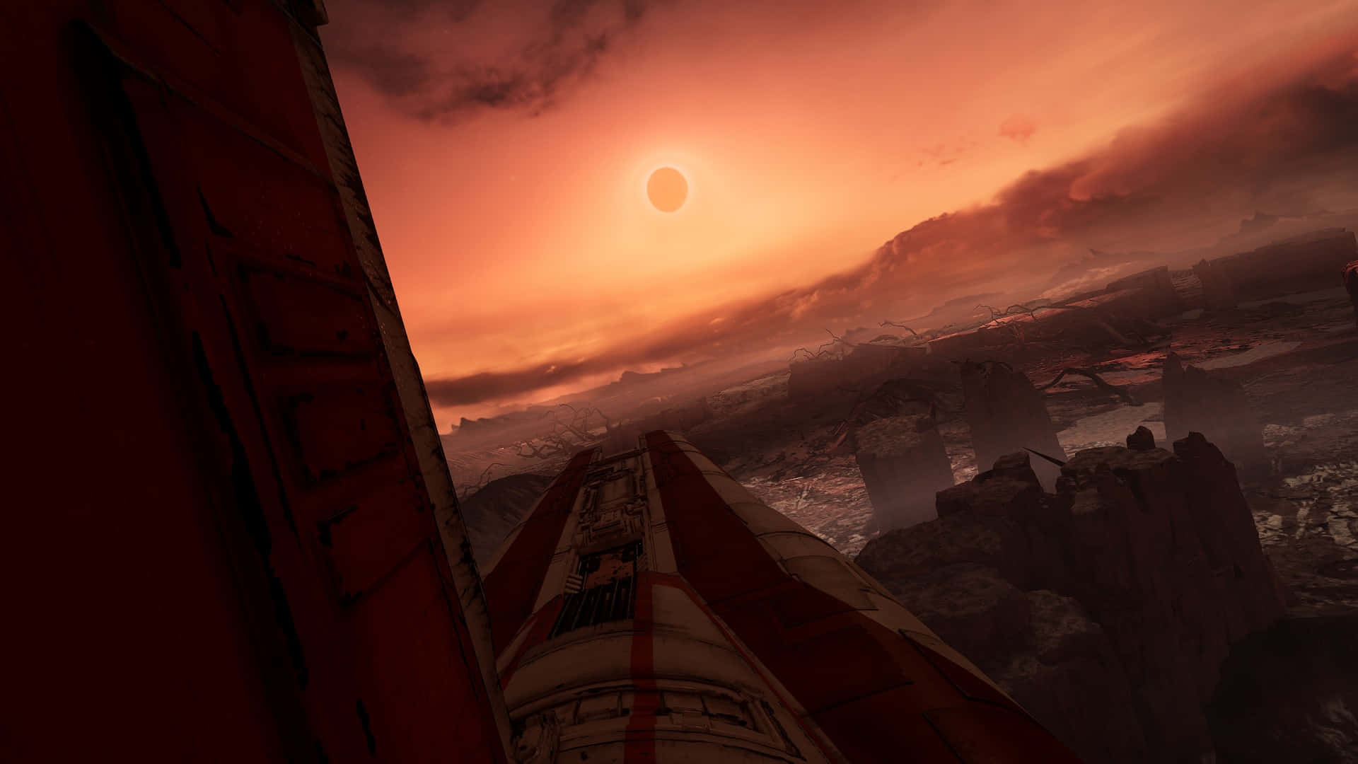 Dathomir, spacecraft cockpit, desolate alien landscape, Full HD Desktop Wallpaper