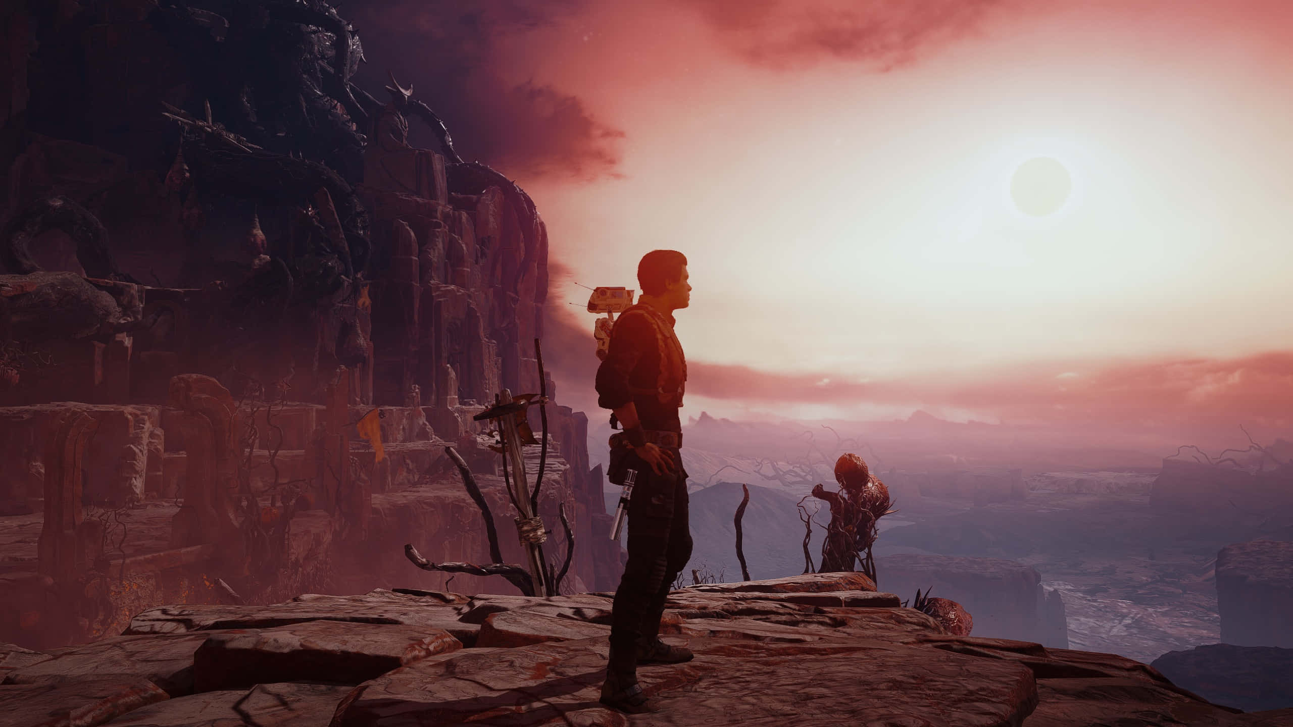Dathomir, sunset, rocky cliff, 2K Desktop Wallpaper
