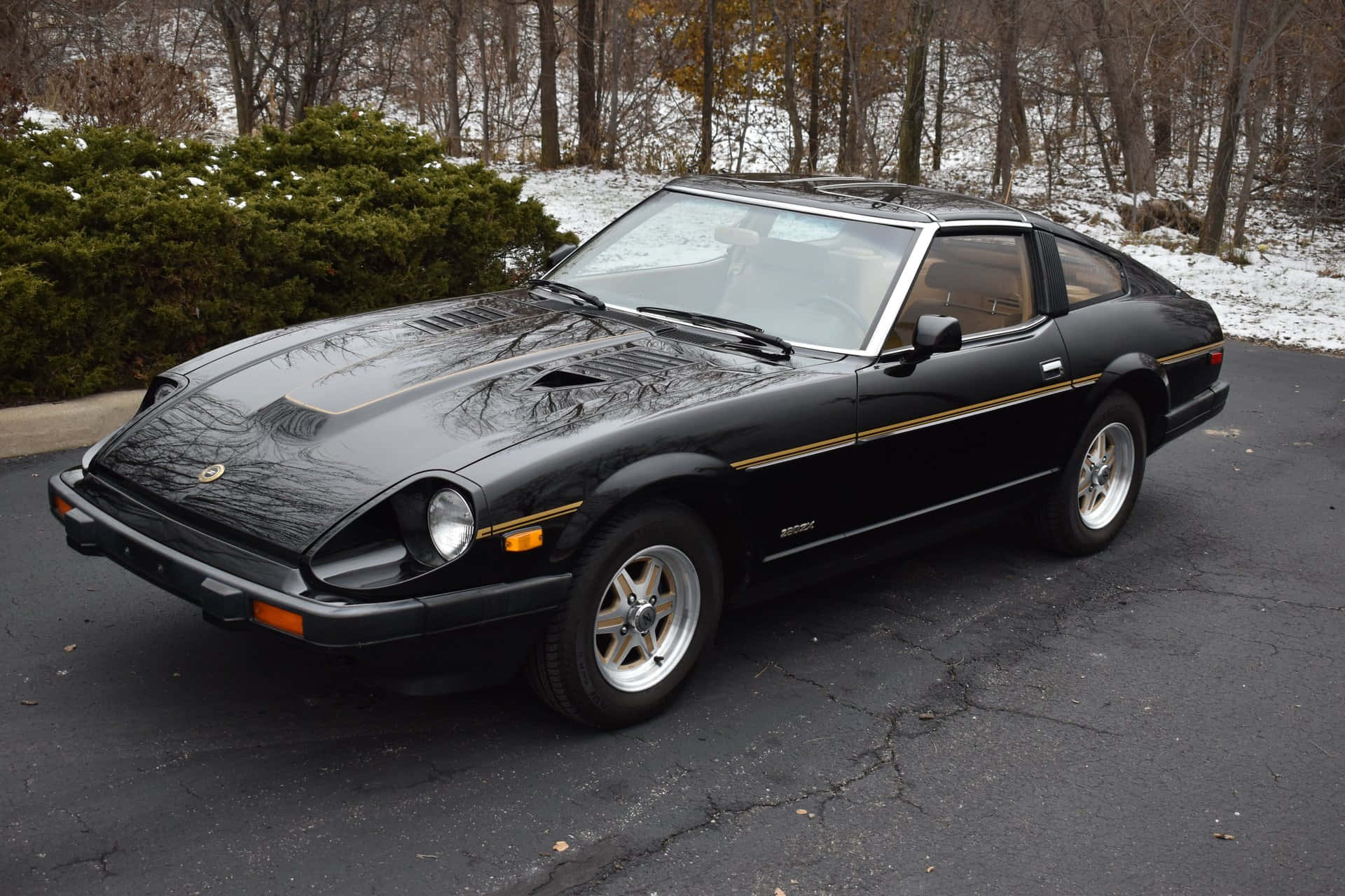 Datsun 280ZX, sleek black, gold trim, Full HD Desktop Wallpaper
