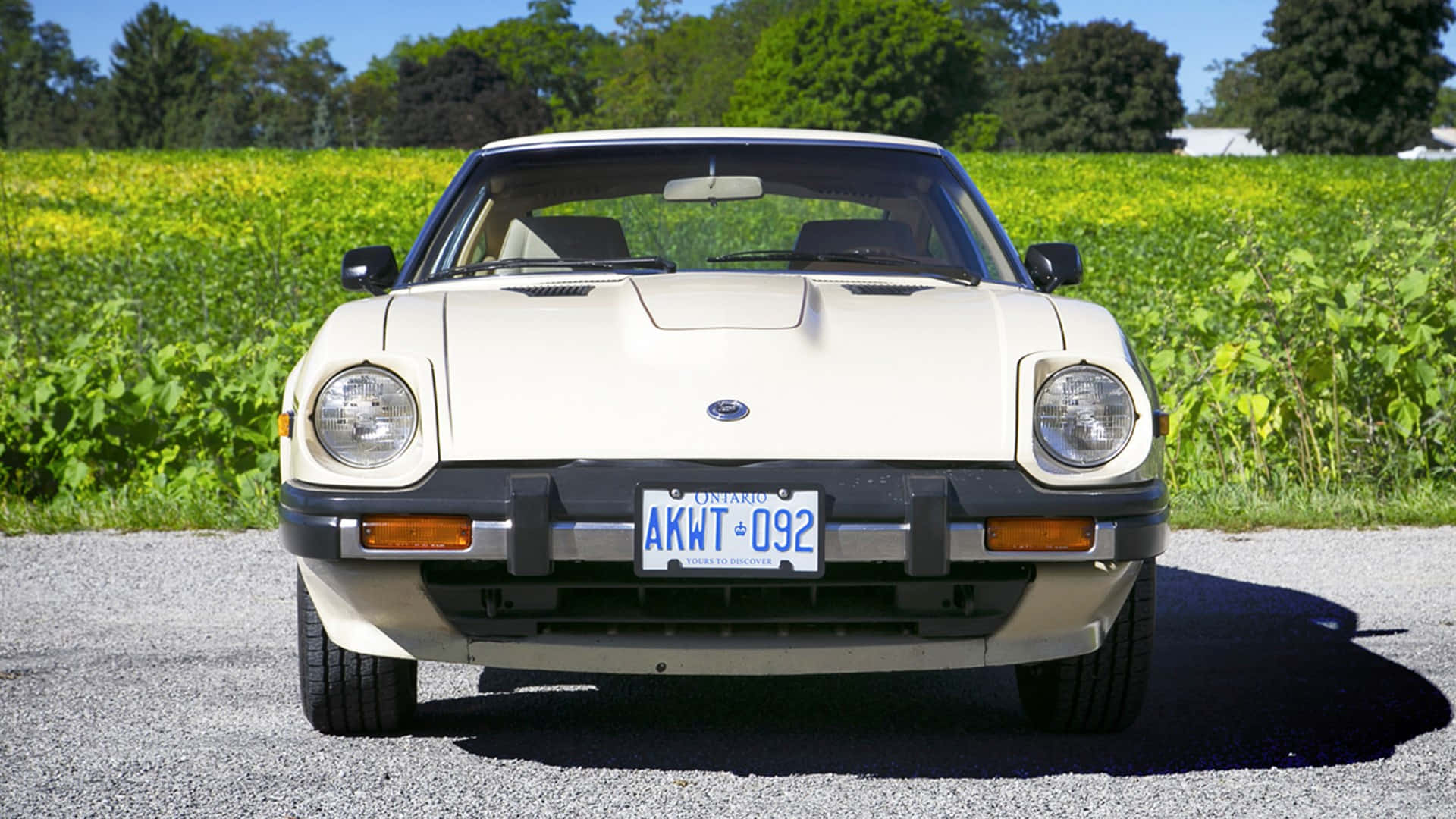 Datsun 280ZX, cream-colored, gravel, Full HD Desktop Wallpaper