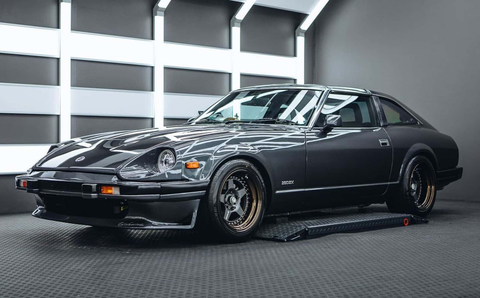 Datsun 280ZX, black, gold wheels, HD Desktop Wallpaper