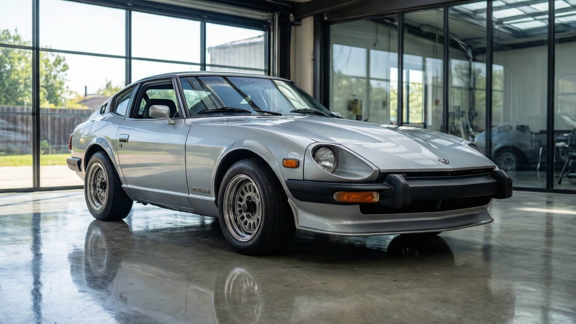 Datsun 280ZX, silver, glass garage, Full HD Desktop Wallpaper