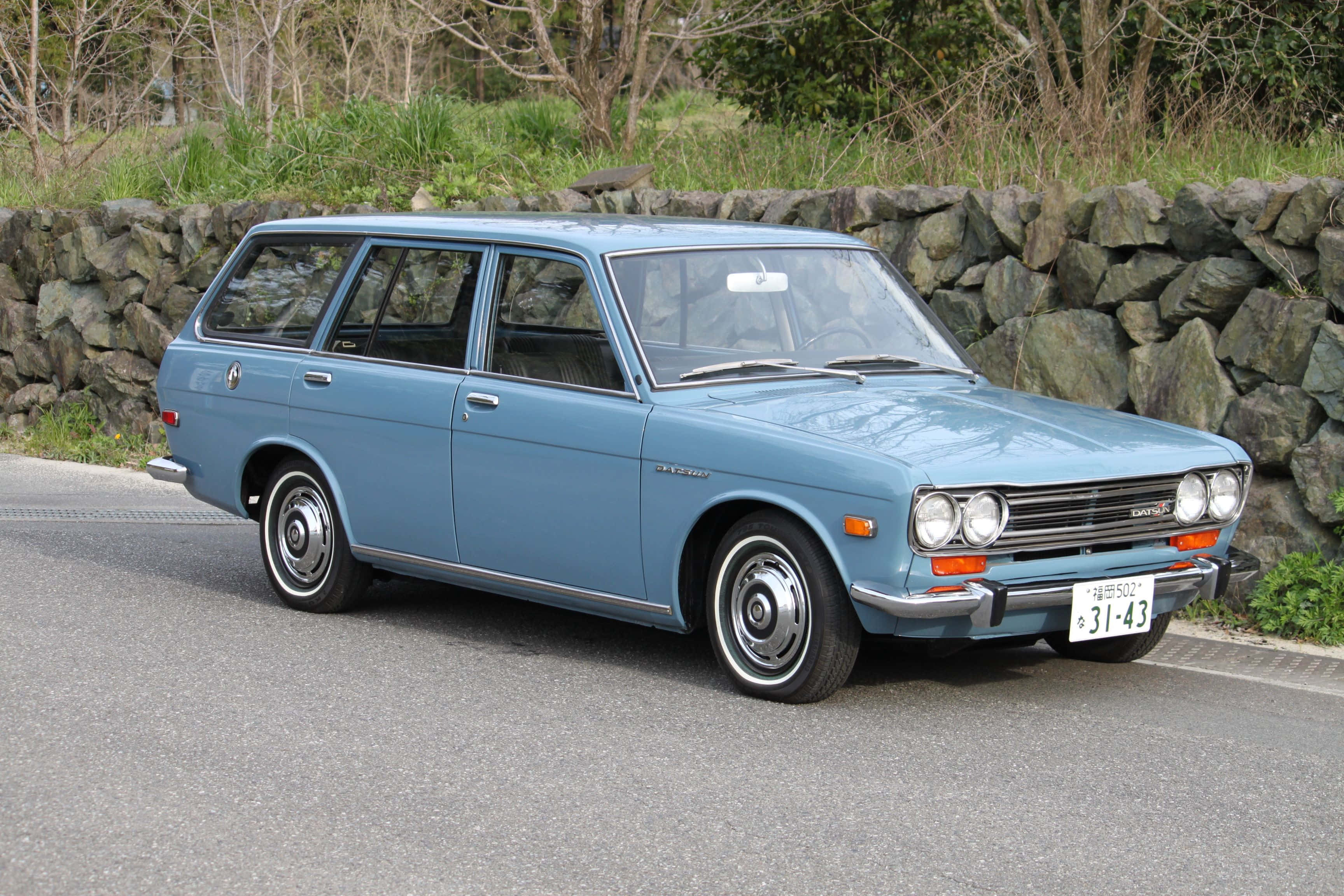Datsun 510, light blue, station wagon, 2K Desktop Wallpaper