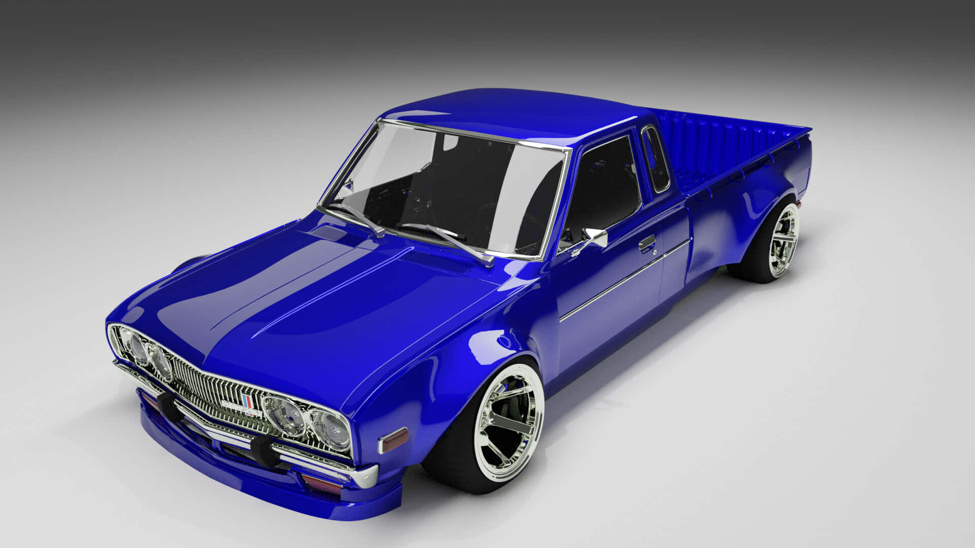 Datsun 620, royal blue, chrome wheels, Full HD Desktop Wallpaper
