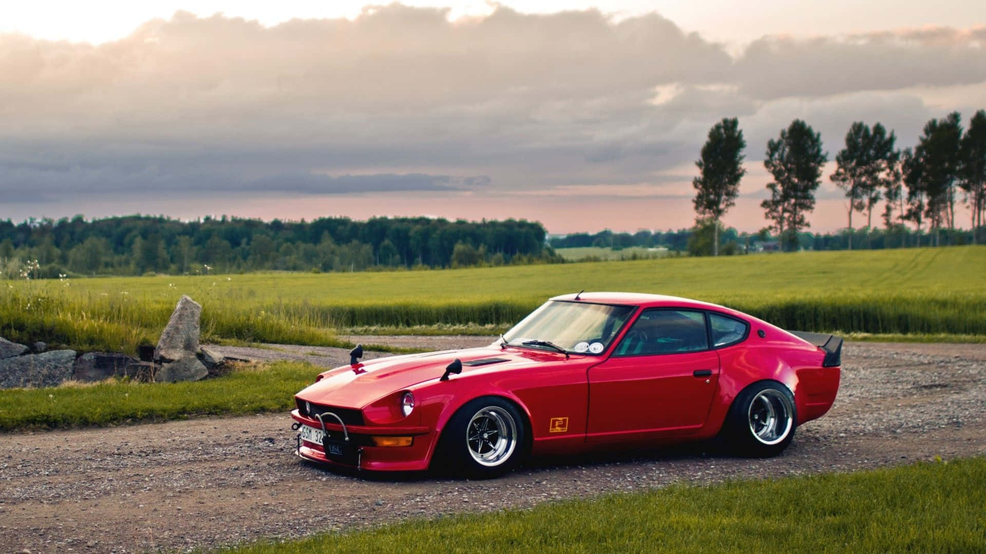Datsun, classic sports car, vibrant red, Full HD Desktop Wallpaper