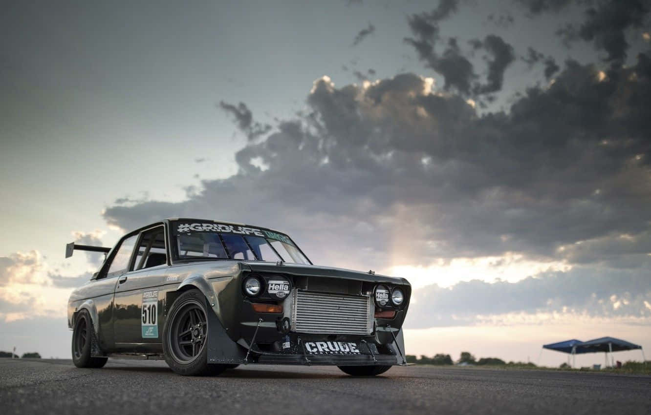 Datsun, dark green, race car, HD Desktop Wallpaper