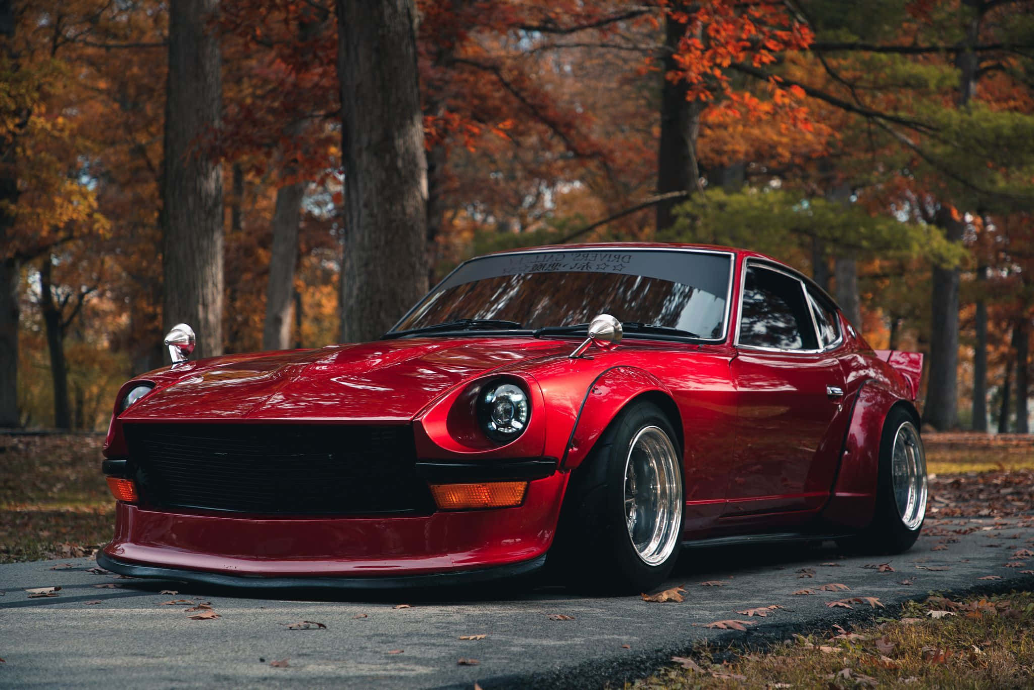 Datsun 2048, glossy red, classic sports car, Full HD Desktop Wallpaper