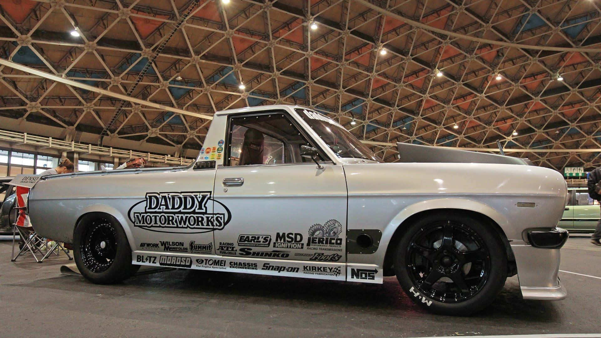Datsun, pickup truck, silver, Full HD Desktop Wallpaper