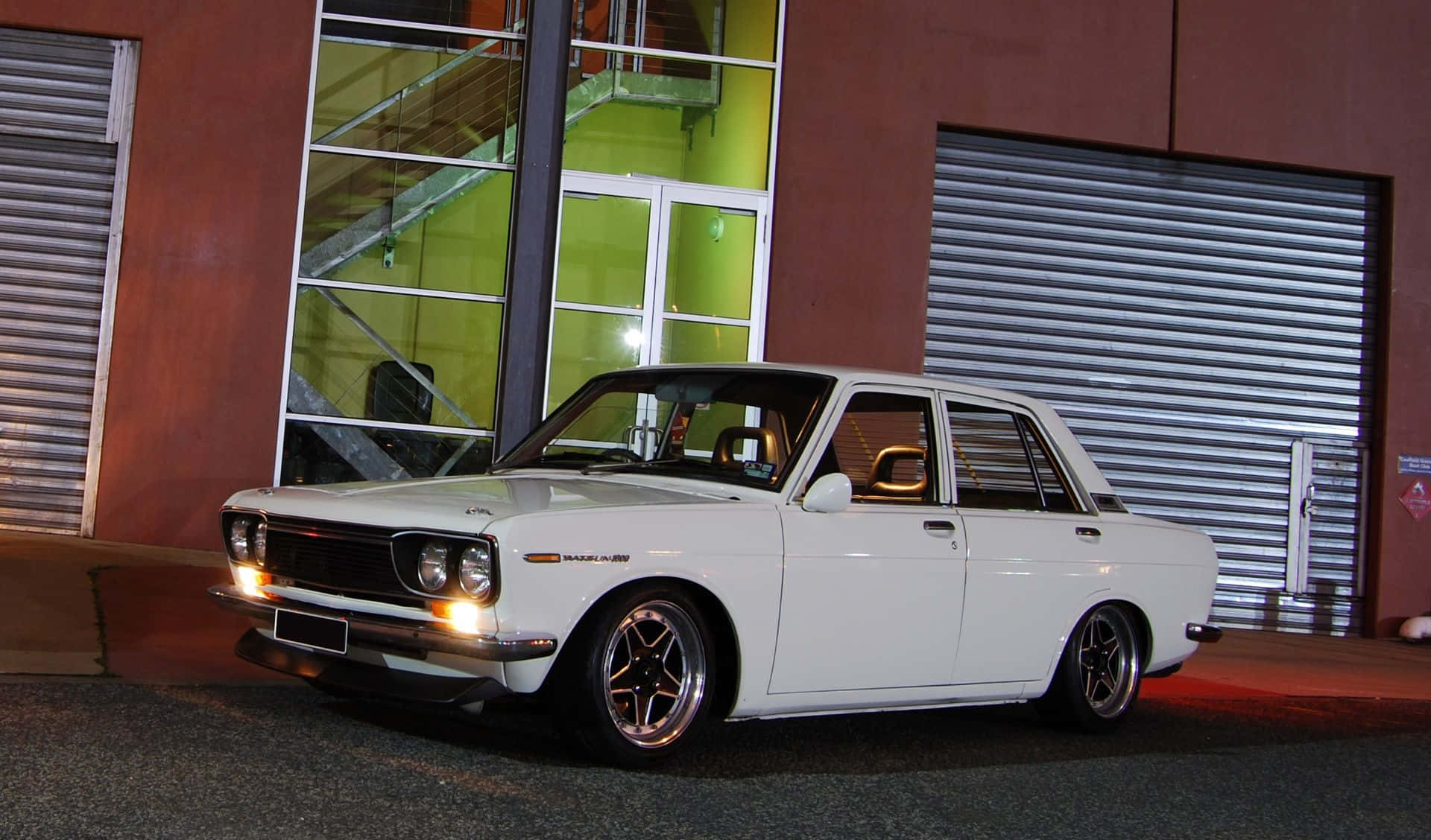 Datsun, classic sedan, white, Full HD Desktop Wallpaper