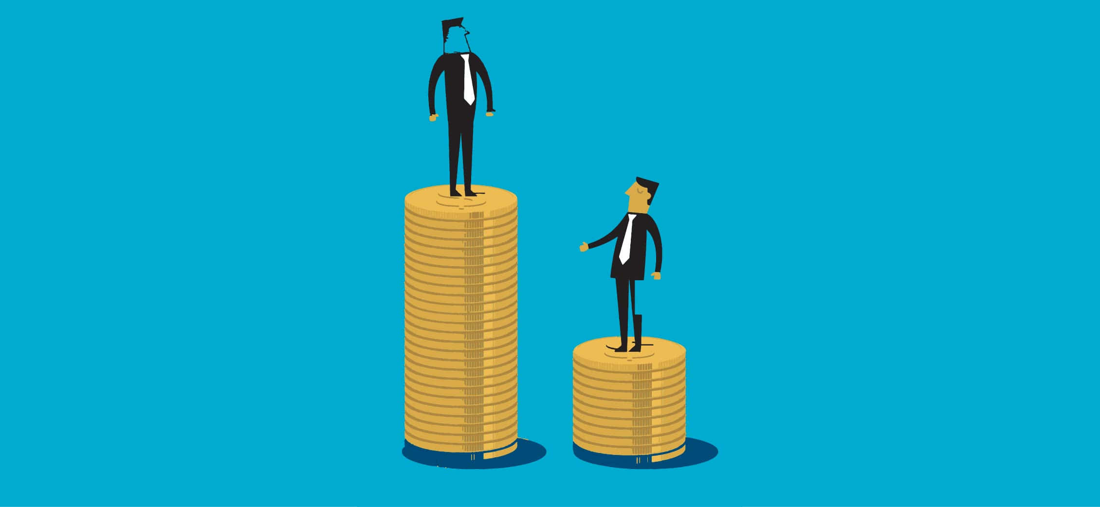 Daunting Man on a Higher Level, gold coins, solid blue background, Full HD Desktop Wallpaper