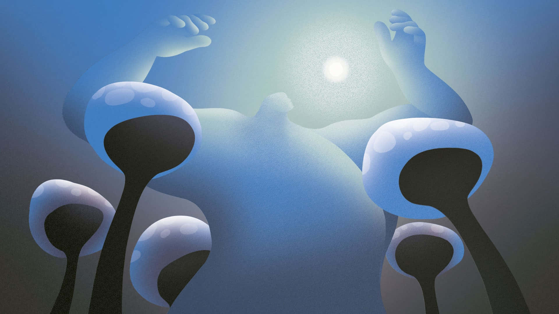 Daunting, soft white man, glowing blue abstract figure, Full HD Desktop Wallpaper