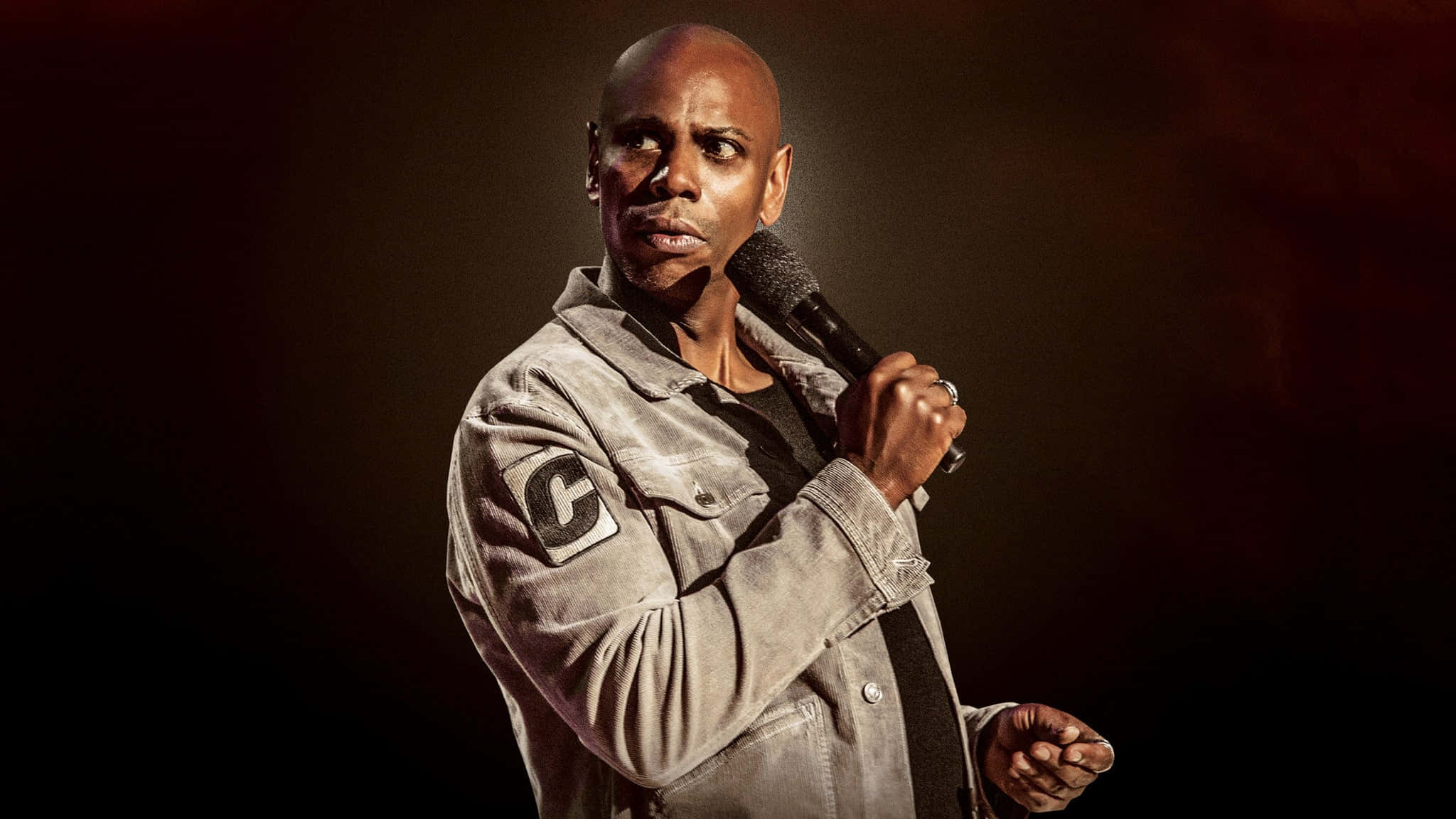 Dave Chappelle, gray jacket, microphone, Full HD Desktop Wallpaper